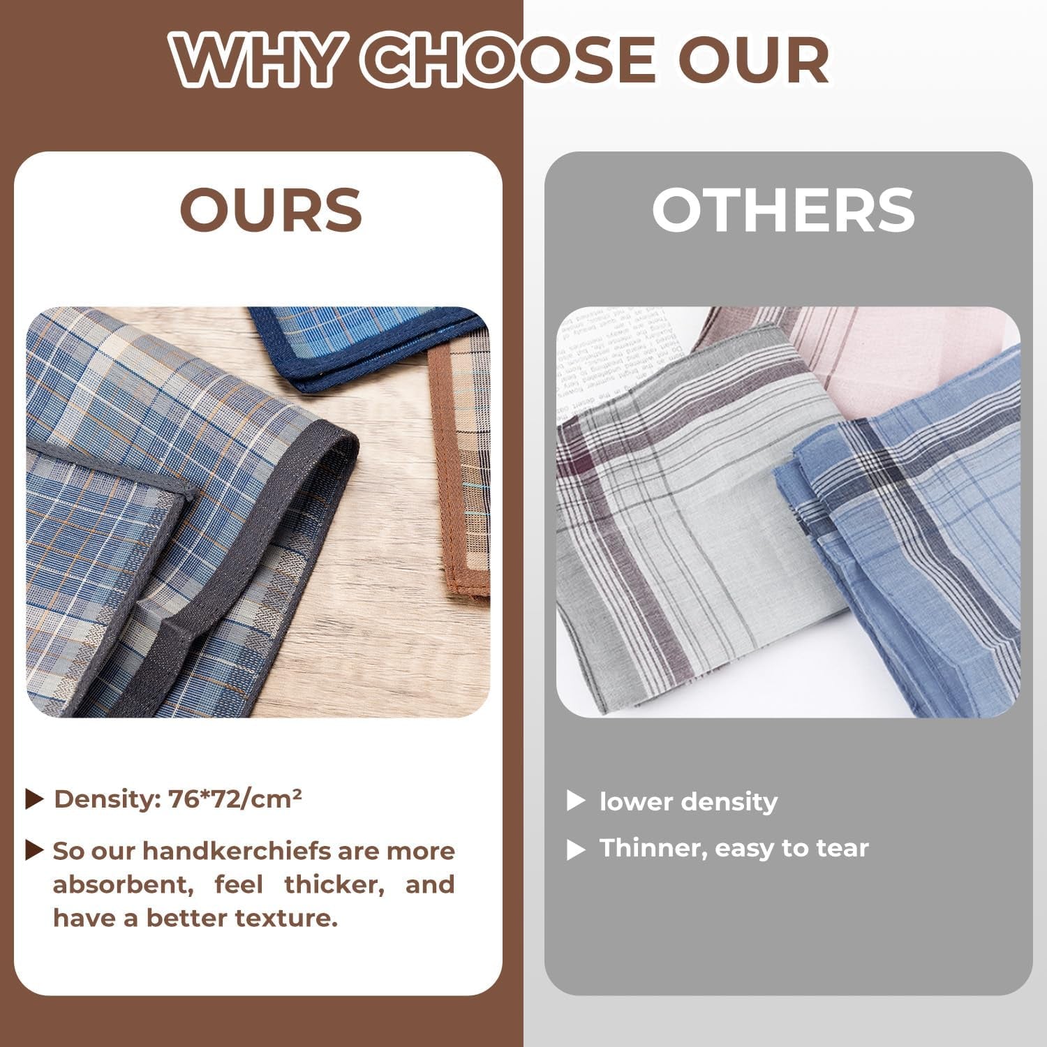 Mens Handkerchiefs, 12 Pack Men'S Handkerchiefs, Handkerchiefs for Men Cotton, 100% Cotton Classic Pocket Handkerchief for Weddings, Prom, Celebration, Gift for Men