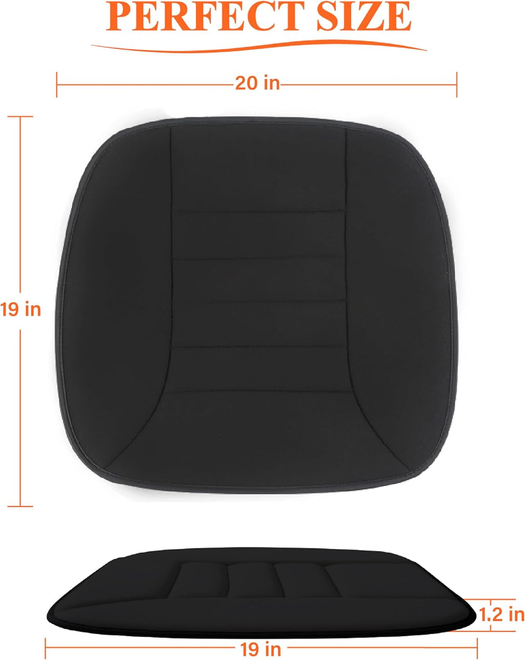 Car Seat Cushion with 1.2Inch Comfort Memory Foam, Seat Cushion for Car and Office Chair (Black)