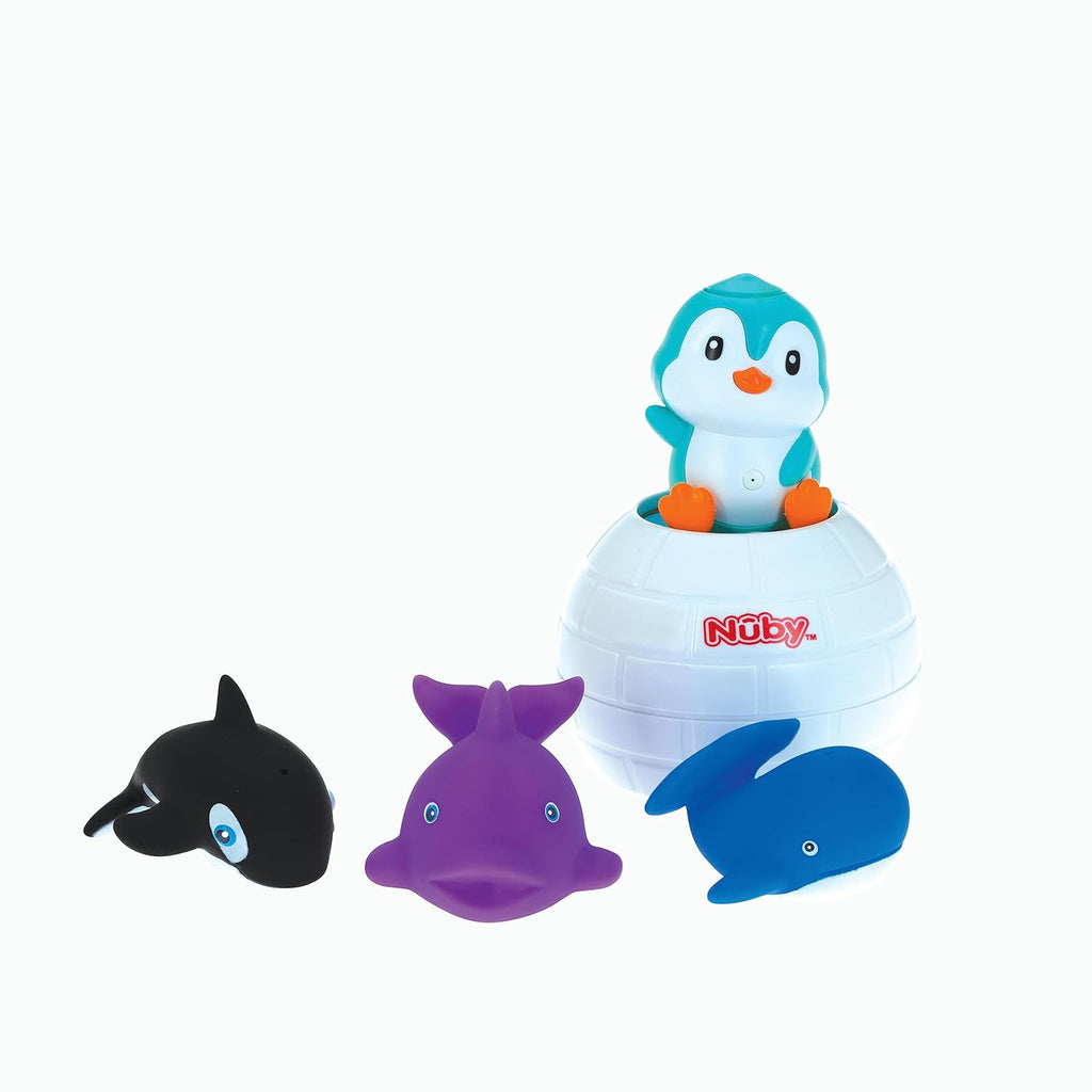Pop-Up Penguin Bath Toy with 3 Bath Squirters - Baby Bath Toy for Boys and Girls 18+ Months