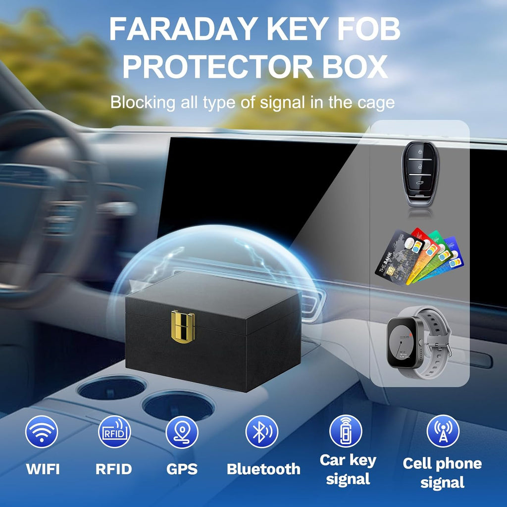 Faraday Box for Car Keys, Keyless Signal Blocking Anti-Theft Key Protector Signal Blocking Box