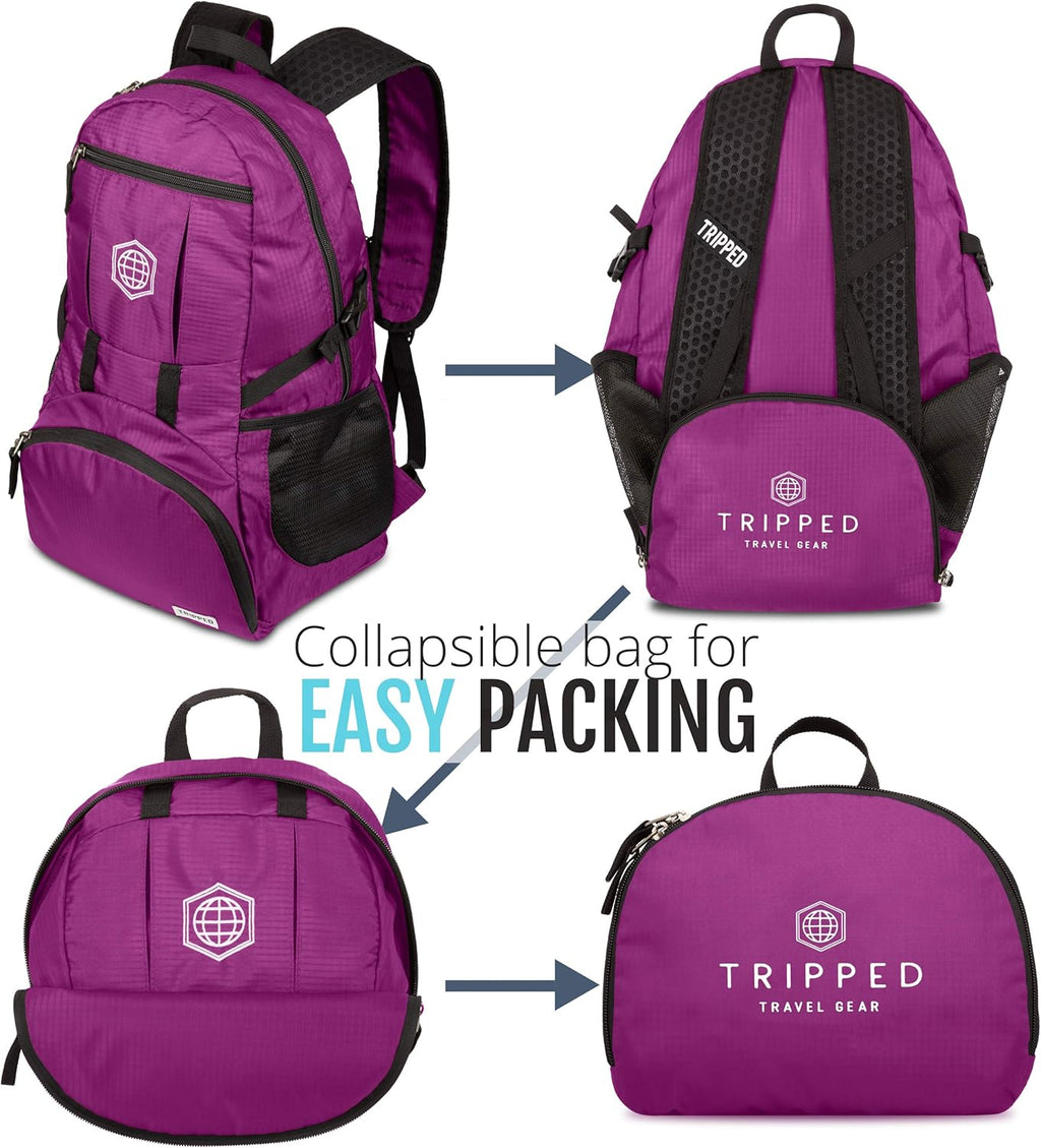 Traveling Backpack- Foldable Collapsible Lightweight Backpack for Travel (Leila Purple) 35 Liters