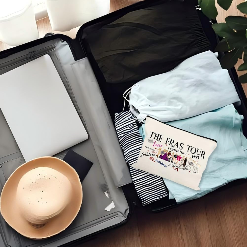 Small Makeup Bag for Handbag, Travel Toiletry Organiser, Makeup Brush Pouch Cosmetic Bags, Music Alphabet Animal Theme Bag, Compact Portable Storage for Women Girls