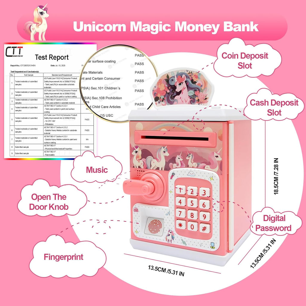 Piggy-Bank-Toys-For Girls,Large Electronic Coin-Cash-Register For-Toddler-Girls-Toys-Age-6-8,Cool-Stuff-Atm Bank Money Box,Kids-Toys for 2 3 4 5 6 7 8 9 10 11 12 Year Old Girl Christmas-Birthday-Gifts