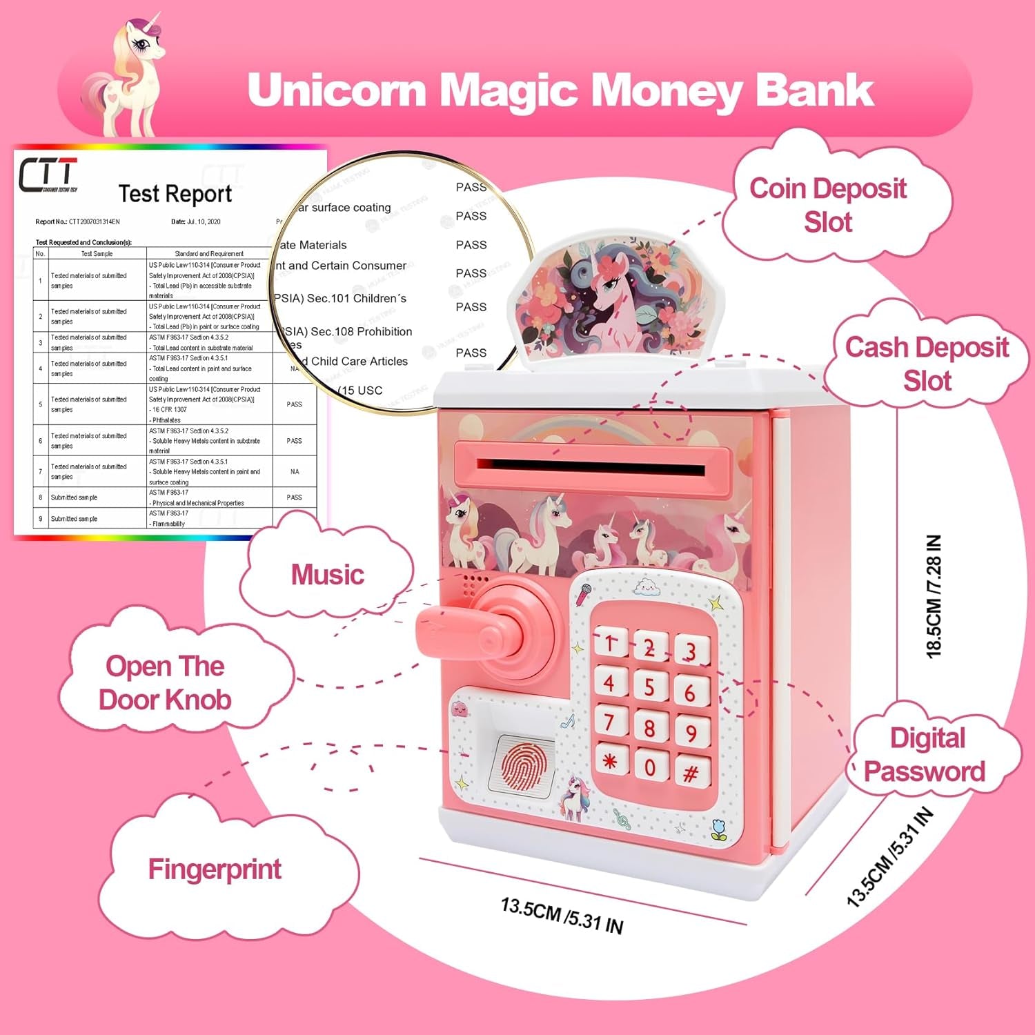 Piggy-Bank-Toys-For Girls,Large Electronic Coin-Cash-Register For-Toddler-Girls-Toys-Age-6-8,Cool-Stuff-Atm Bank Money Box,Kids-Toys for 2 3 4 5 6 7 8 9 10 11 12 Year Old Girl Christmas-Birthday-Gifts