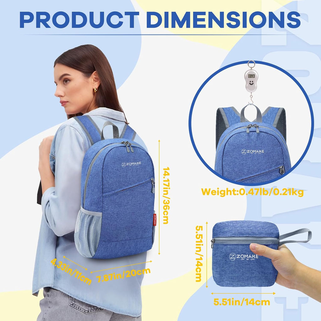 Ultra Lightweight Packable Backpack 10L, Small Daypack Light Foldable Backpacks Water Resistant Day Bag for Hiking(Dark Blue)
