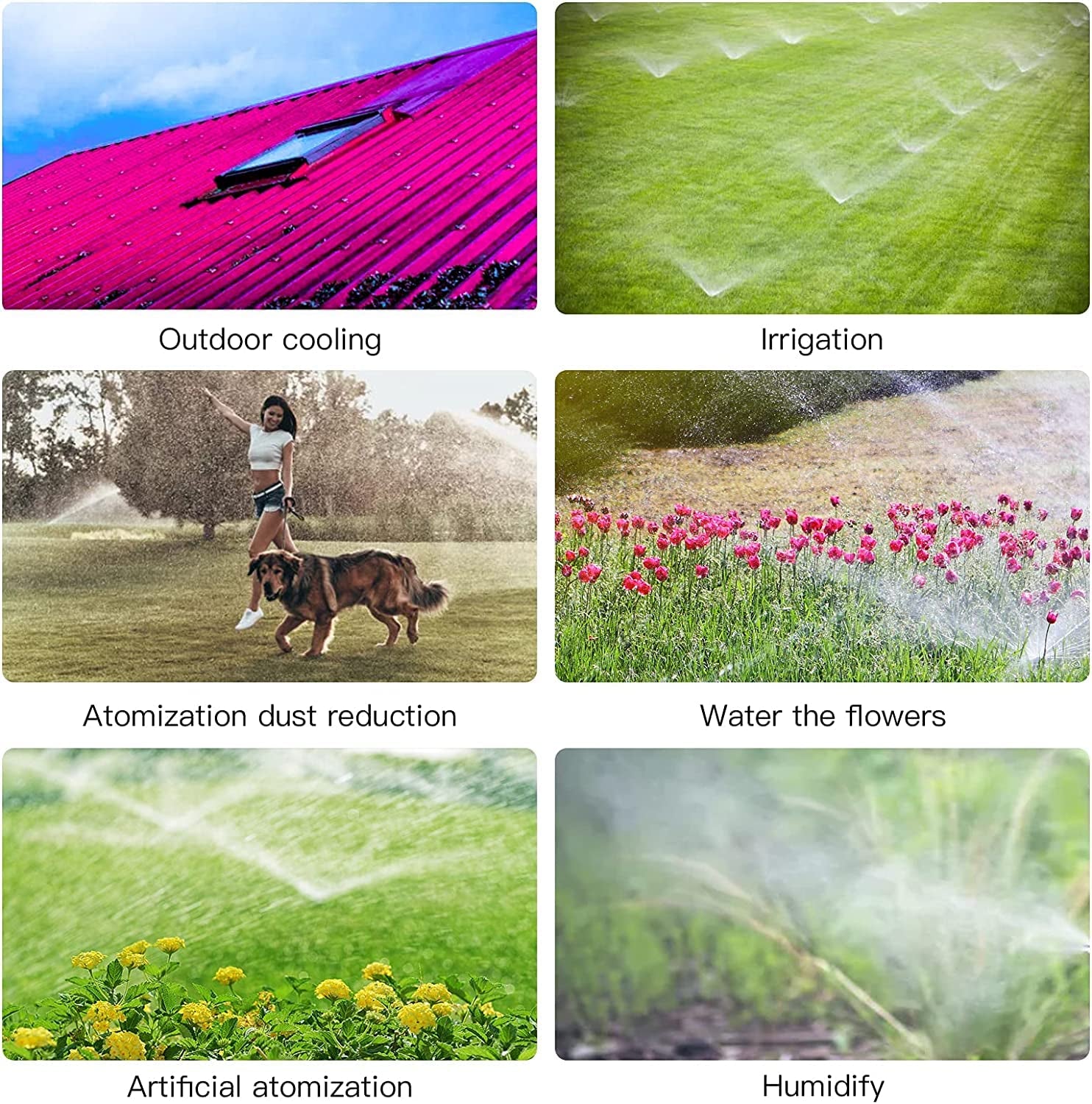 50 Pcs Adjustable Irrigation Drippers with Connect Tee, Garden Irrigation Misting System Sprinkler Patio Mister Micro Spray Misting Drip Kit(Orange)