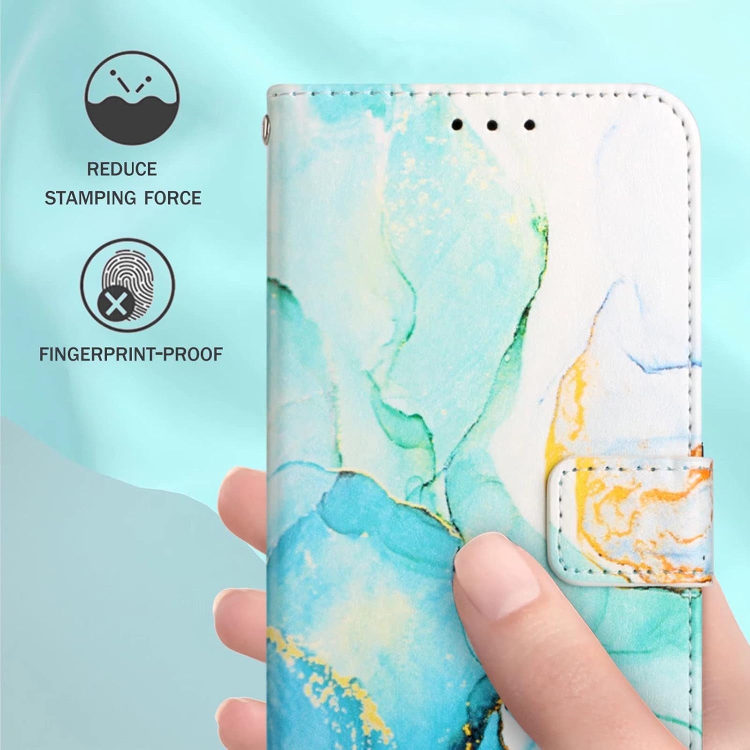 Honor X6B Case Shockproof Phone Case Cover Marble Silicone Case Leather Flip Folio Wallet Cover with Card Holder Stand Case for Honor X6B- Green