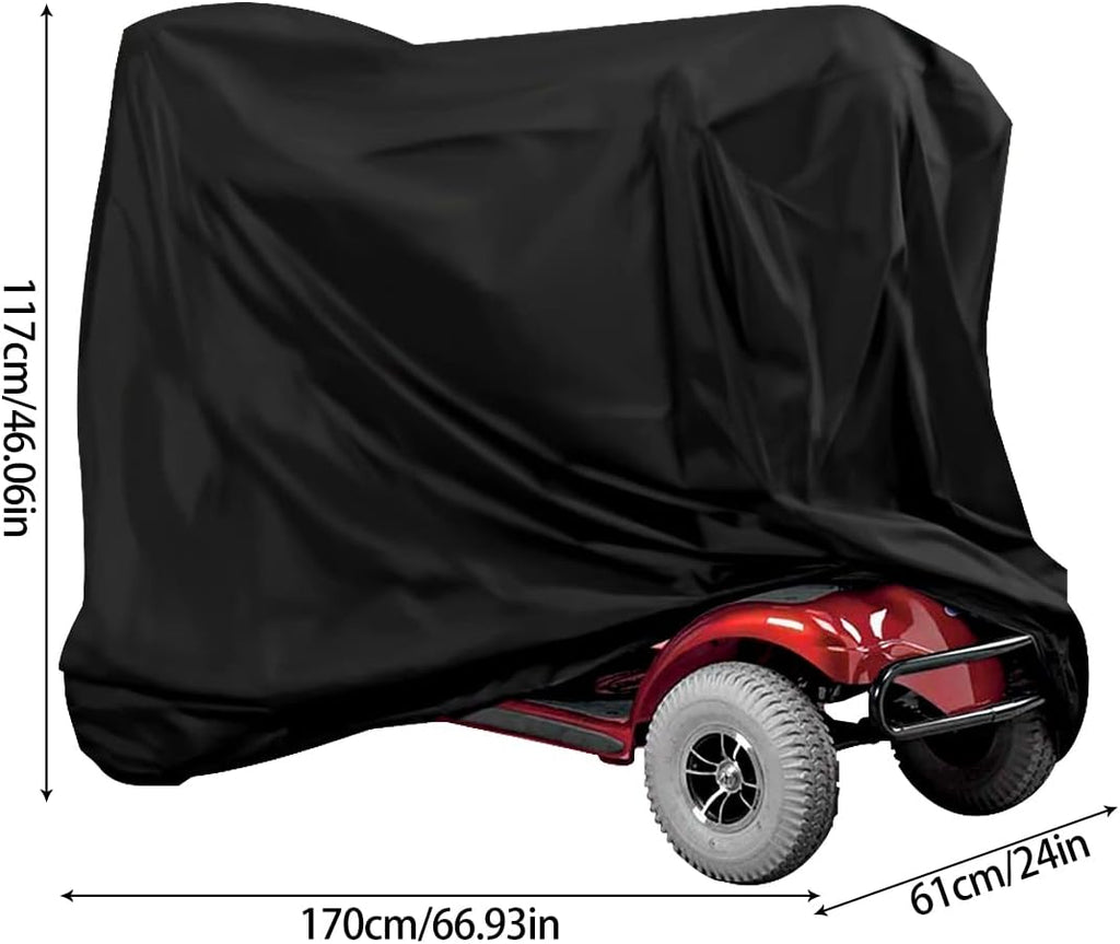 Mobility Scooter Cover Waterproof Heavy Duty 190D Oxford Anti-Uv Wheelchair Storage Cover with Storage Bag anti Dust Motorbike Protect Cover for Most Mobility Scooter Easy to Clean (170X61X117Cm)