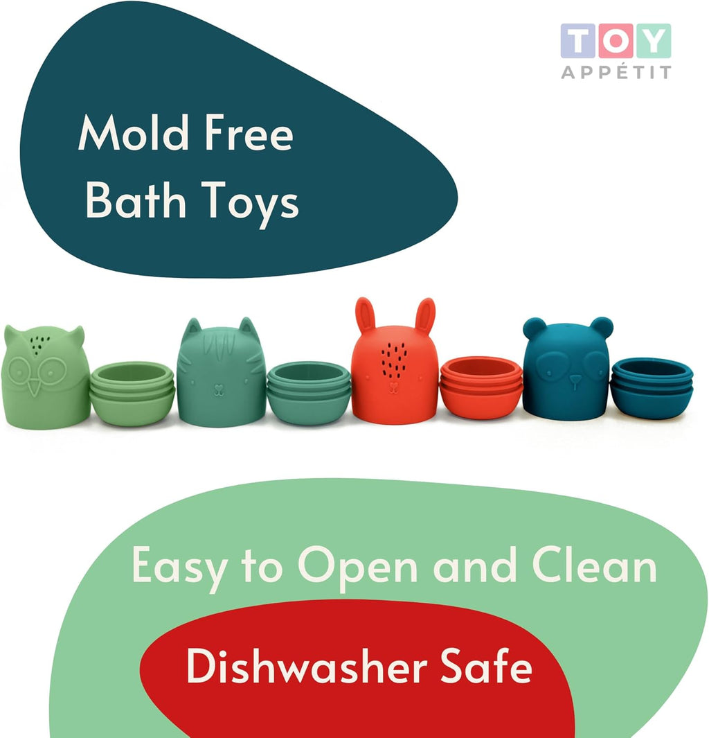 Silicone Bath Toys, Bath Toys for Infants 6-12 Months, Eco-Friendly Non Toxic Baby Bath Toys, Bathtub Toys for Toddlers 1-3, by
