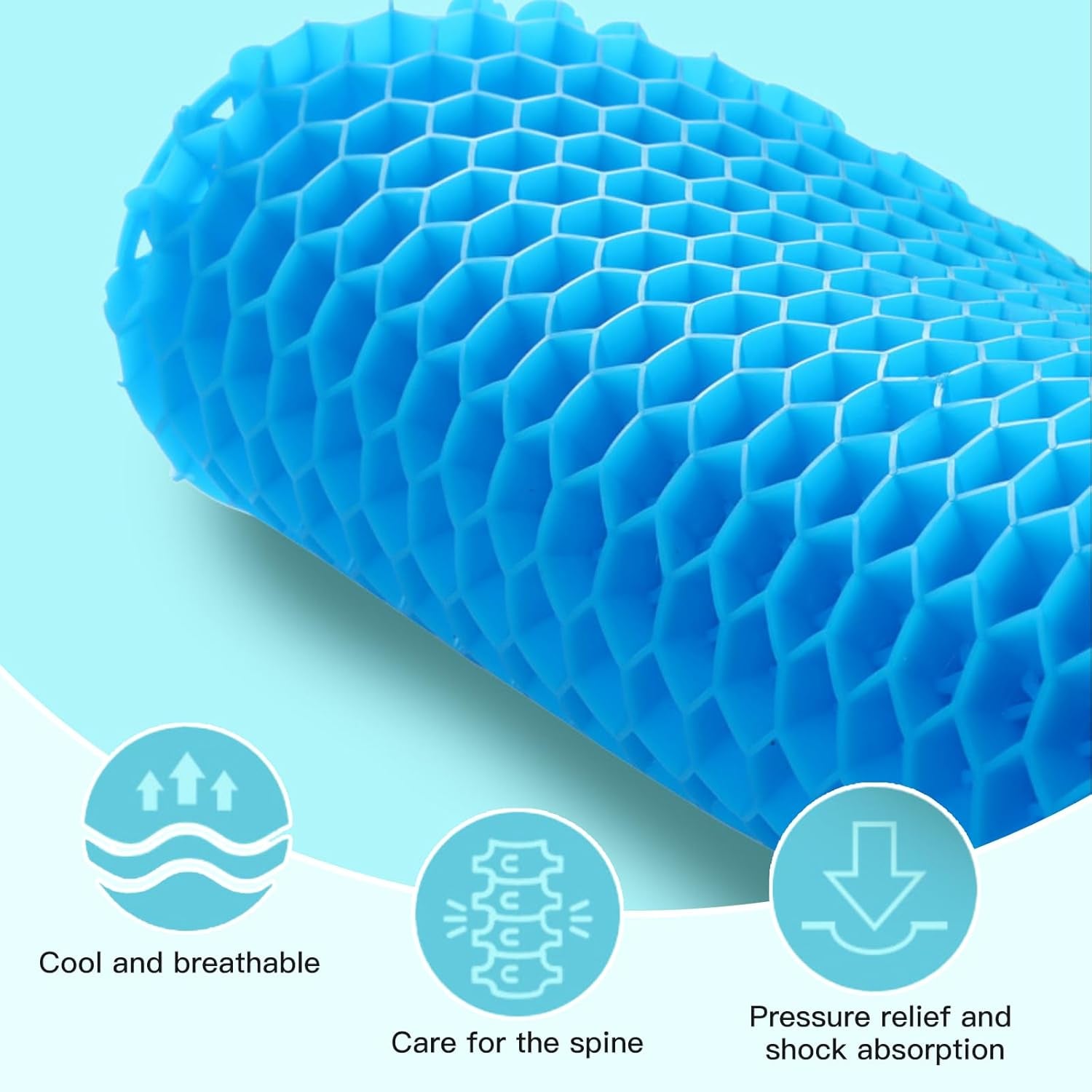 Gel Seat Cushion, round Double Thick Honeycomb Soft Sitter, Breathable Cool Cushions for Office Chair, Car (30 X 30 X 3.5Cm)