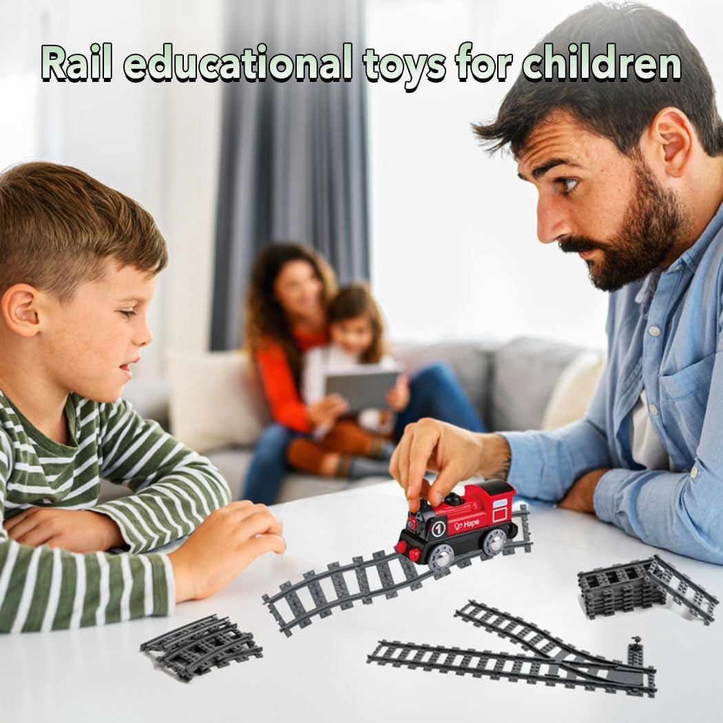 28PCS City Train Tracks, Classic Train Tracks Accessories, Railroad Building Toy Compatible with All Major Brand - 18 Curved, 8 Straight, 1 Right Turnout, 1 Left Turnout
