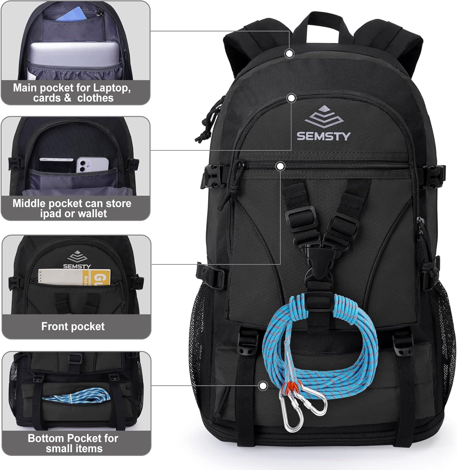 Hiking Backpack, 30L/40L/50L Expandable Hiking Backpack for Men and Women, Travel Backpack Flight Approved