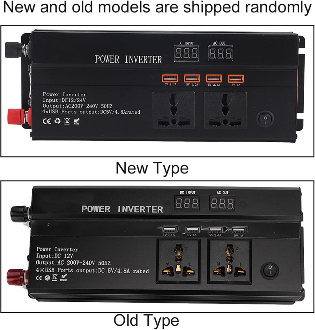 Vehicle Power Inverters, 4000W DC 12/24V to AC 220V LCD Display Car Modified Sine Wave Power Inverter Converter