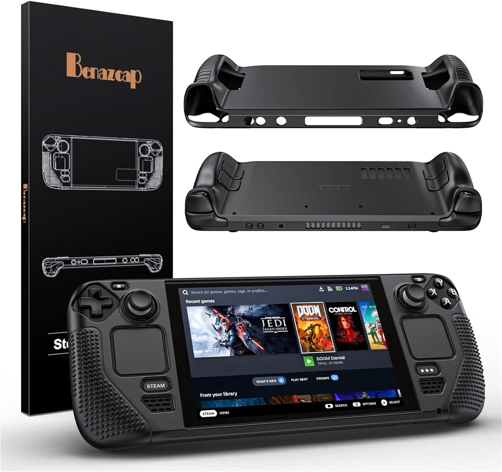 Silicone Case for Steam Deck OLED 2023/Steam Deck 2021, Shockproof, Non-Slip and Collision-Proof Grip Accessories Compatible with Valve Steam Deck Console, Black