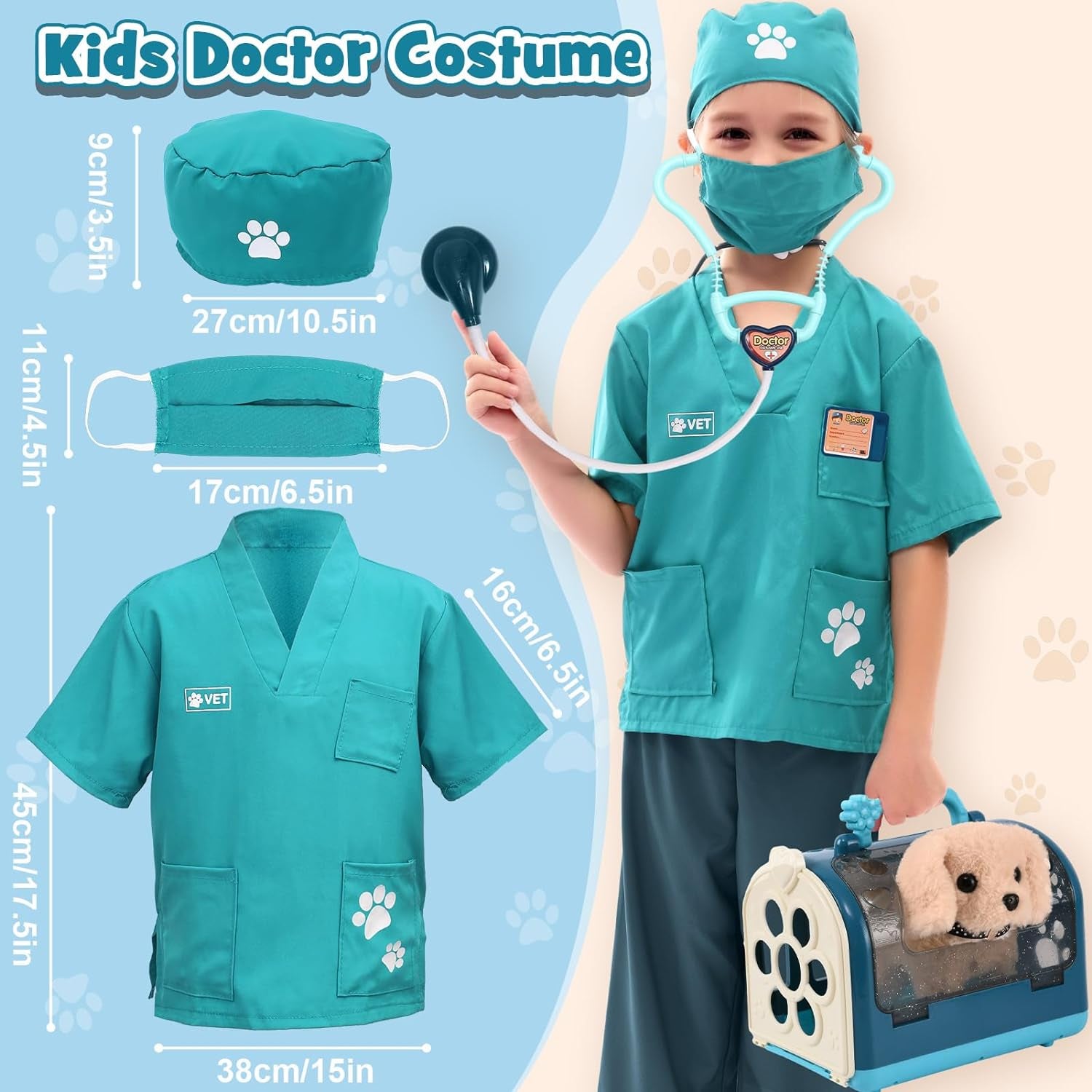 22Pcs Dog Toys for Kids Doctor Kit, Walking Barking Electronic Interactive Stuffed Dog Vet Kit Costume Pretend Play Puppy Pet Care Veterinarian Playset, Gifts for Kids Girls 3 4 5 6+ Year Old