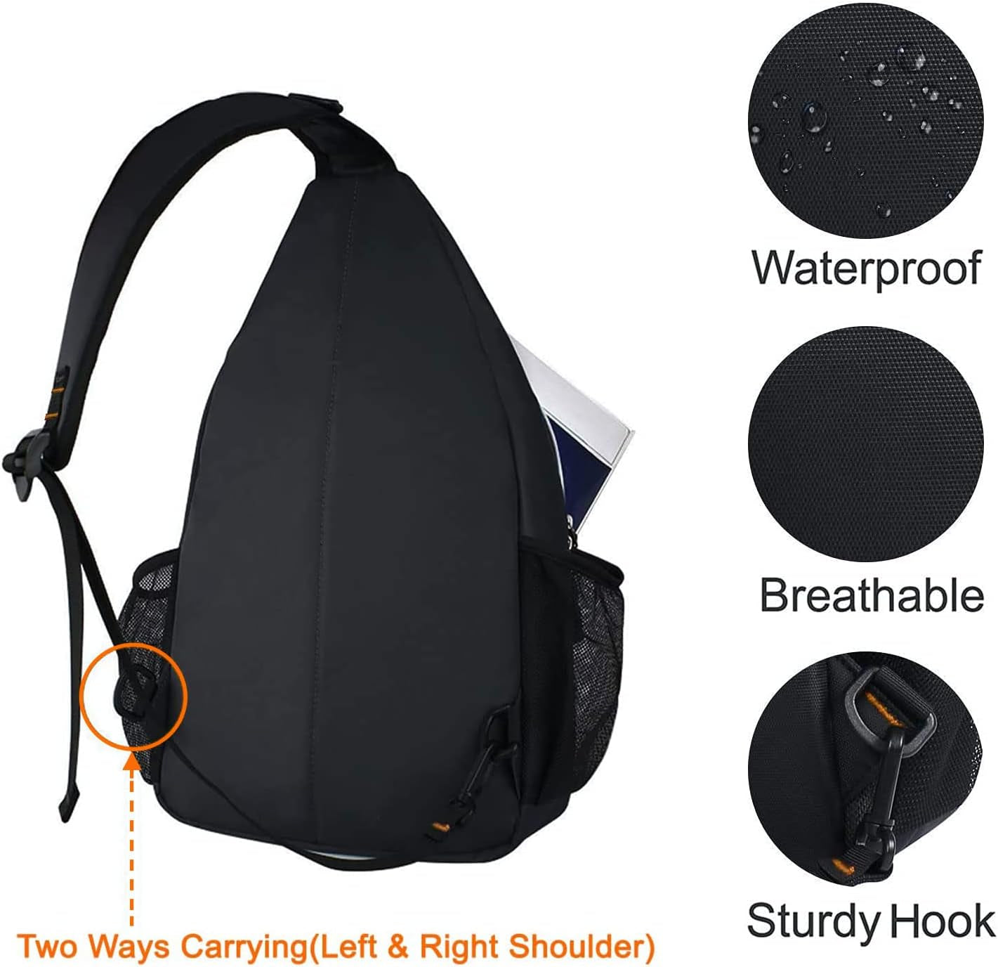 Rope Sling Backpack (Up to 13 Inch), Multipurpose Crossbody Chest One Shoulder Outdoor Travel Hiking Daypack