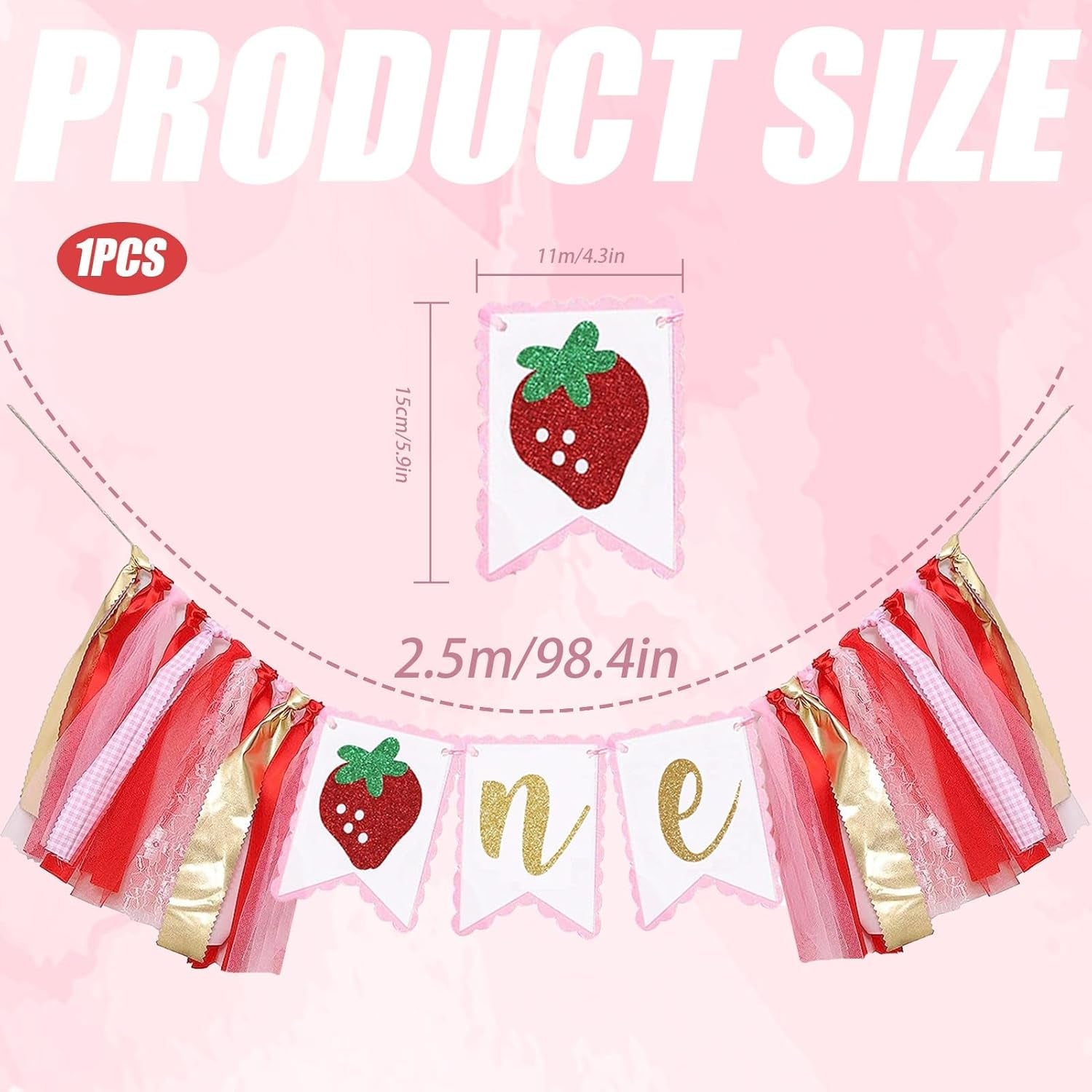 Strawberry Highchair Banner for 1St Birthday Decorations,Strawberry Party Decorations,High Chair Banner Berry First Birthday Decor,Best Baby Shower Decoration