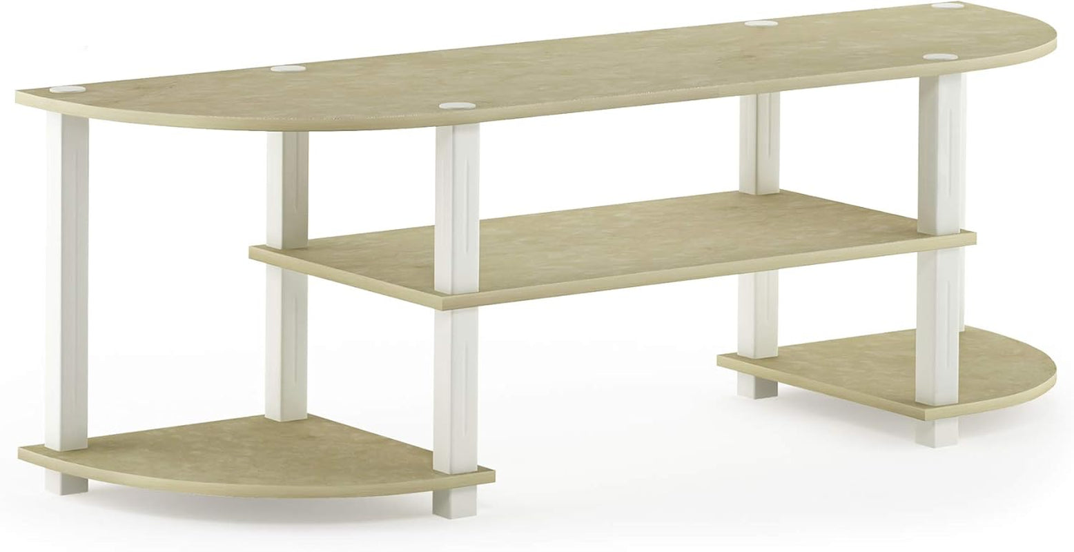 Turn-S-Tube Wide TV Entertainment Center, Cream Faux Marble/White