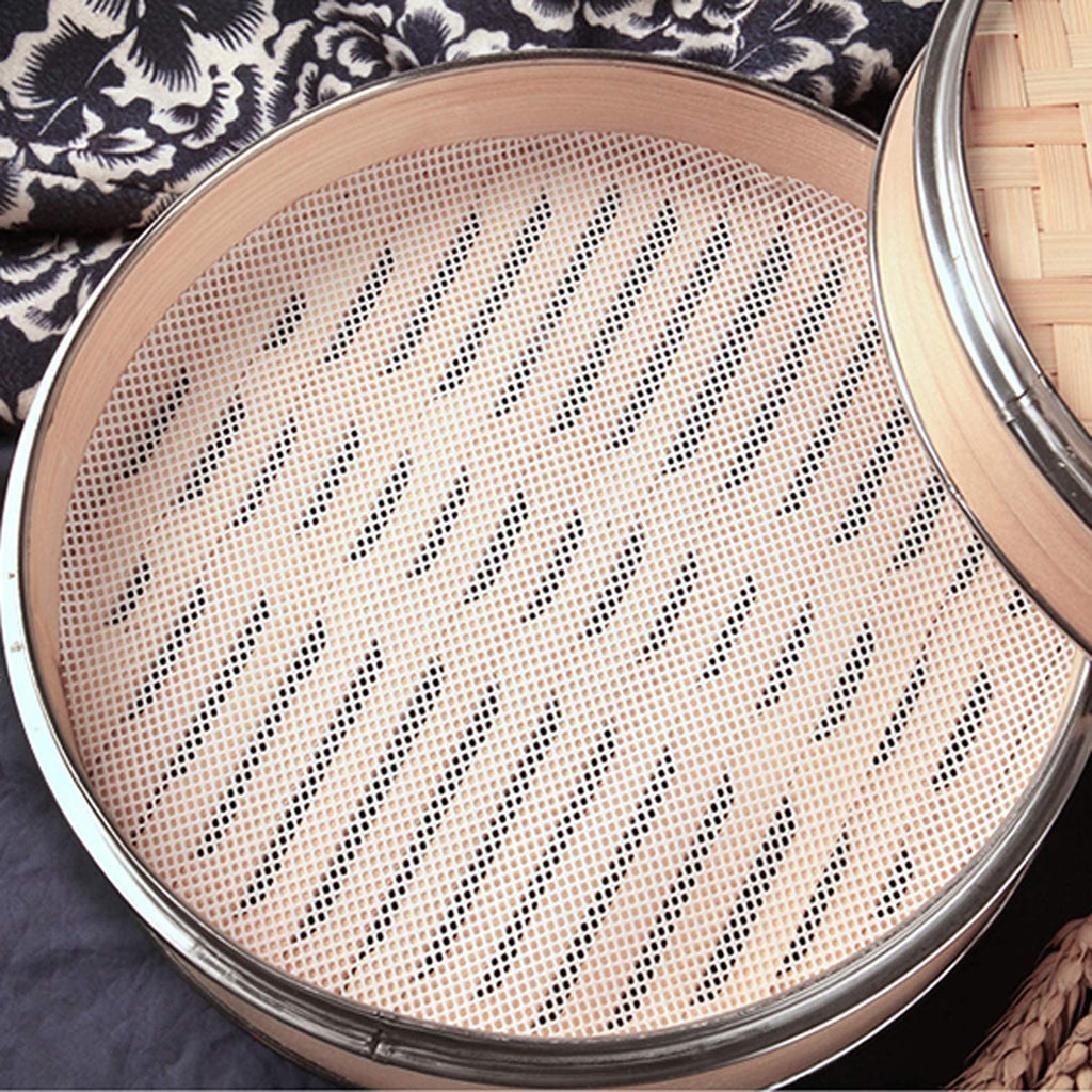 4Pcs 10 Inch Non Stick Silicone Steamer Liners Mesh Mat Pad Steamed Buns Dumplings Baking Pastry Dim Sum Mesh