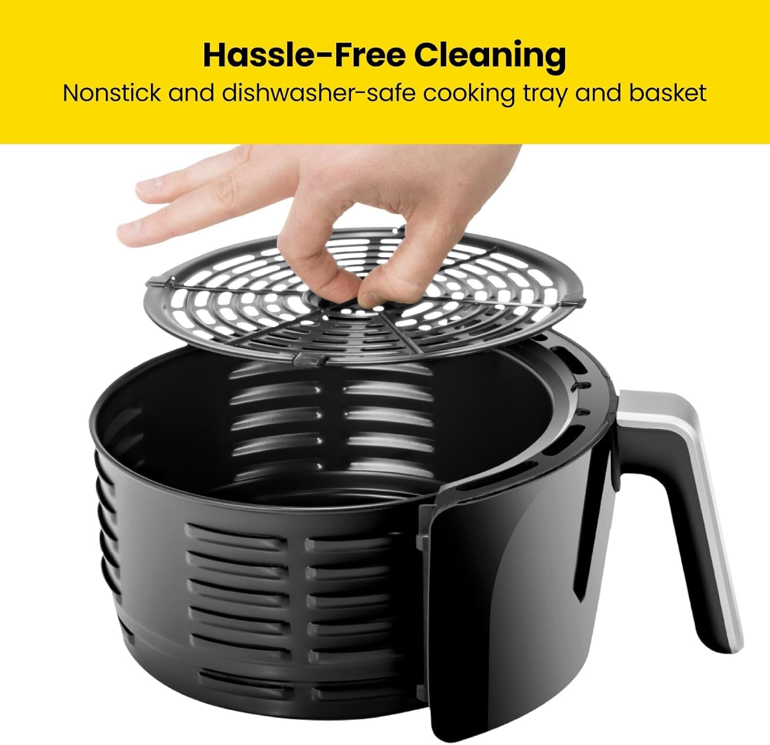 Turbofry 2-Litre Small Air Fryer, Compact Size, 1000W Power, Easy-Set 60-Minute Timer for Fast and Healthy Cooking, Uses No Oil, Nonstick Dishwasher-Safe Parts, Black