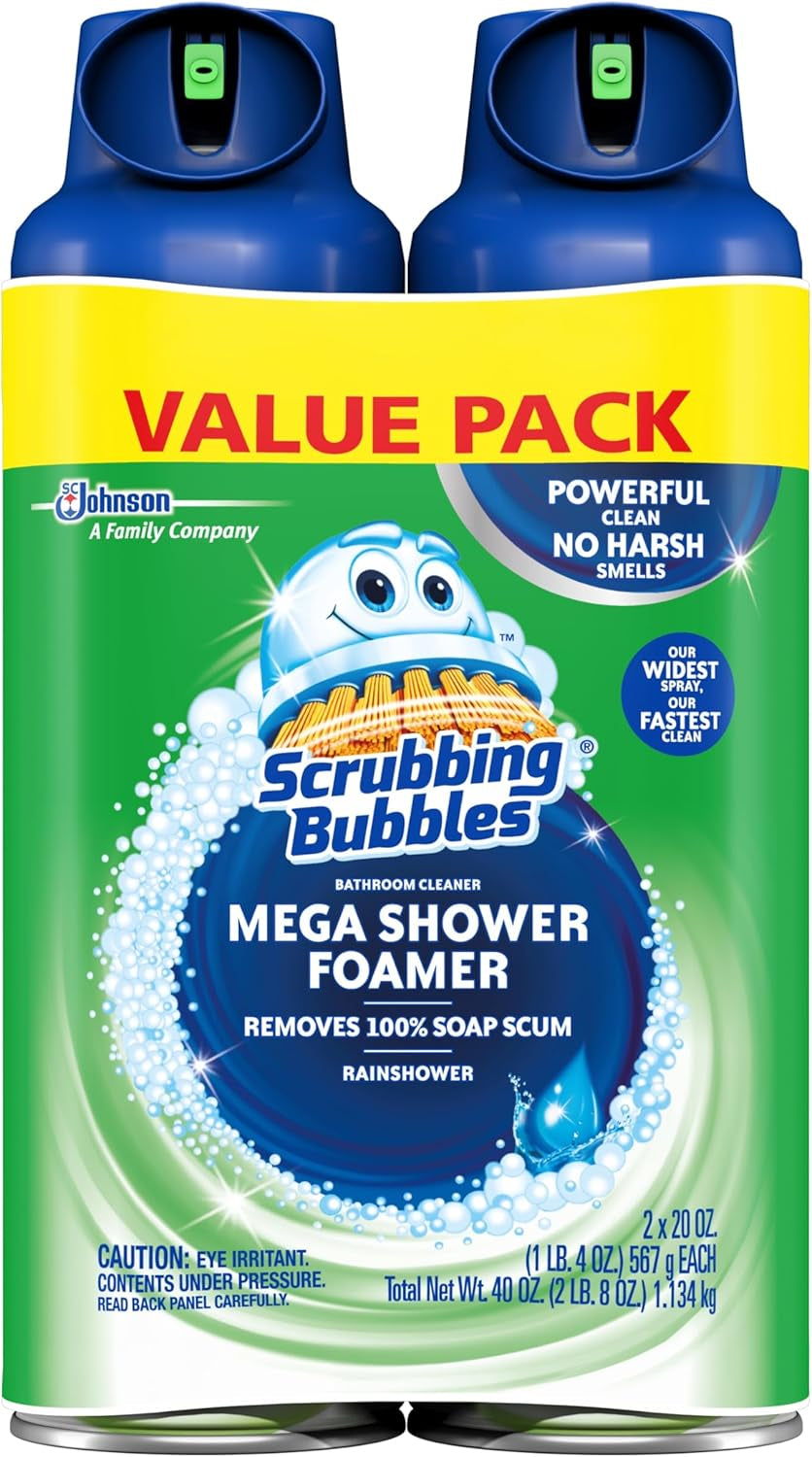 Mega Bathroom and Shower Foamer Aerosol, Rainshower Scent, 20Oz (Pack of 2)