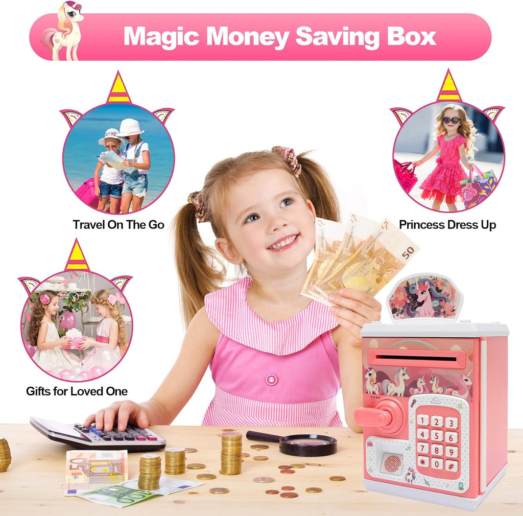 Piggy-Bank-Toys-For Girls,Large Electronic Coin-Cash-Register For-Toddler-Girls-Toys-Age-6-8,Cool-Stuff-Atm Bank Money Box,Kids-Toys for 2 3 4 5 6 7 8 9 10 11 12 Year Old Girl Christmas-Birthday-Gifts