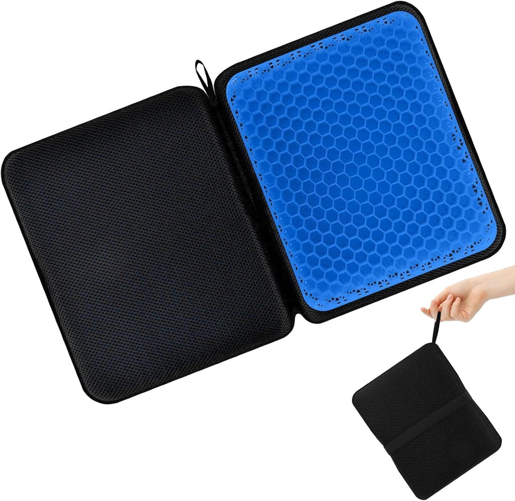 Gel Seat Cushion Portable Massage Travel Cushions, 15.75" X 10.24" Thick Foldable Seat Cushion for Car Office Chair Wheelchair Hip, Coccyx, Sciatica, Pressure Sores
