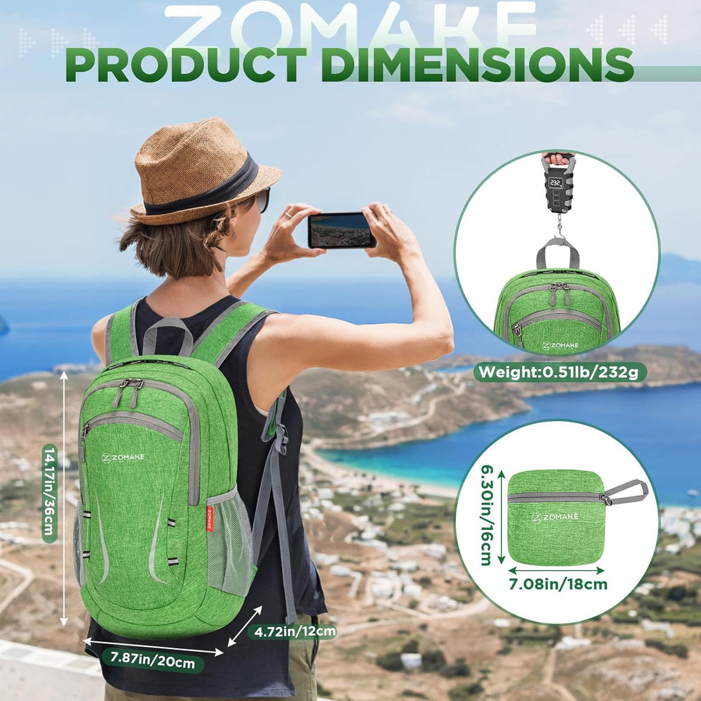 Lightweight Packable Backpack 20L, Foldable Backpacks Small Daypack Hiking Daypacks Water Resistant Day Bag for Travel(Dark Green)