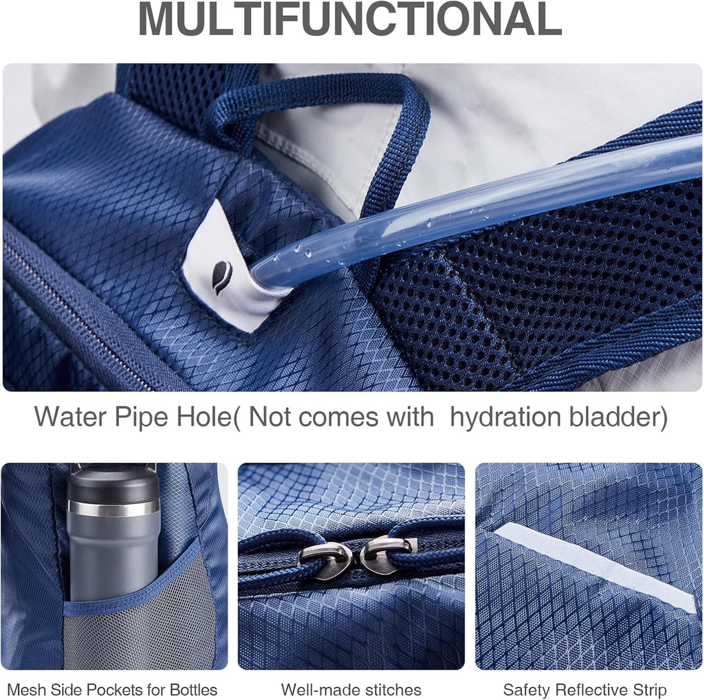 20L Lightweight Packable Hiking Backpack, Small Travel Water Resistant Collapsible Daypack for Men Women Camping Outdoor Navy