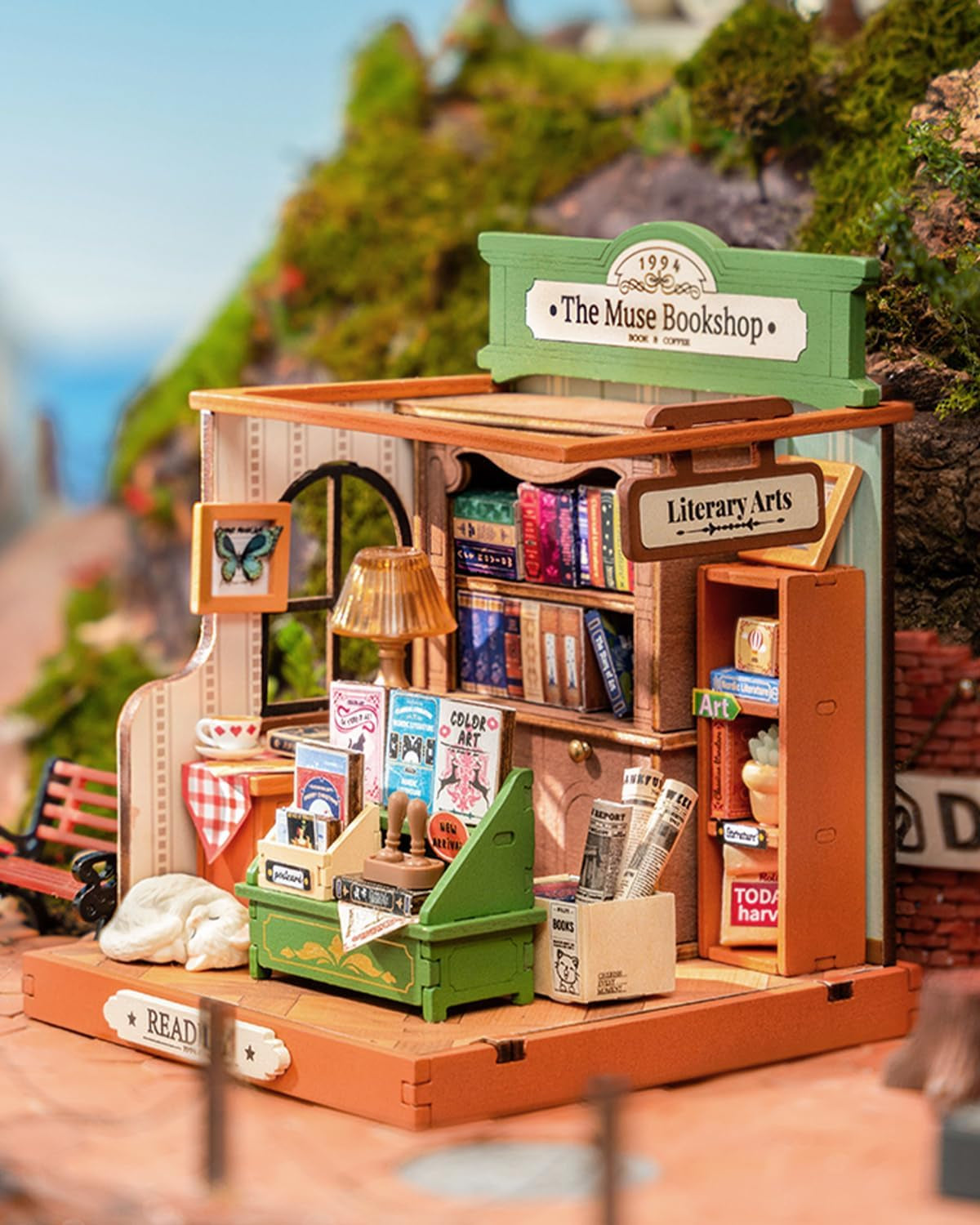DIY Miniature House Kit Model Kits for Adults to Build Home Desk Bookshelf Decoration the Muse Bookshop Craft Kits for Adults Gift Idea for Girls Boys Kids DS040
