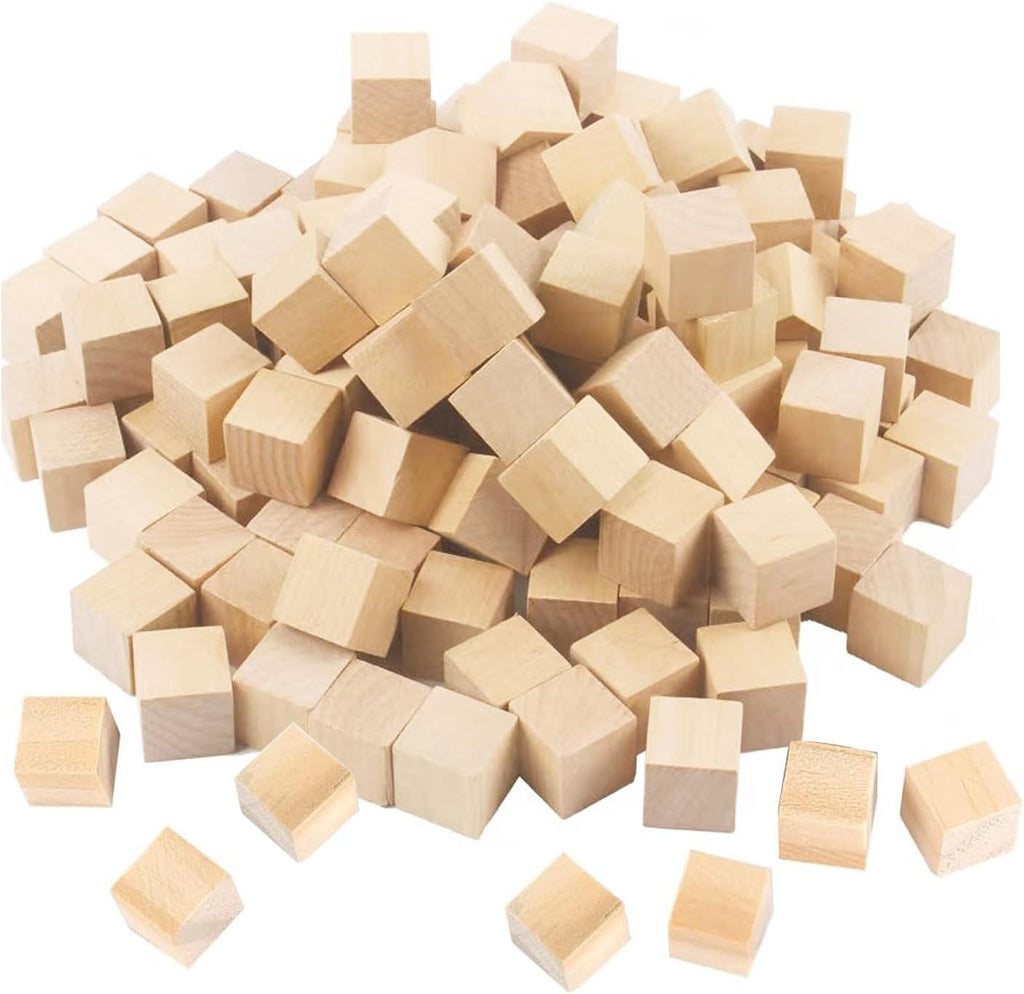 Small Wooden Cubes, 500 PCS Wooden Blocks for Craft, Natural Square Wood Blocks Educational Wood Craft Cubes Unfinished Wood Cubes for DIY Handmade Decoration Woodcrafts