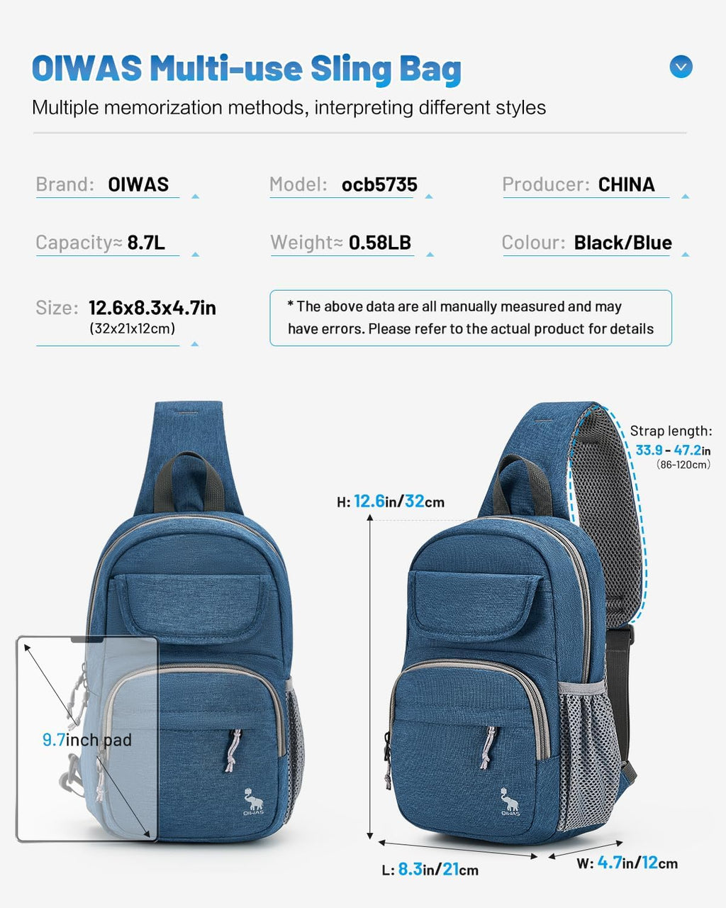 Sling Bag Crossbody Backpack for Men, One Strap Backpack Hiking Daypack Chest Bag for Women