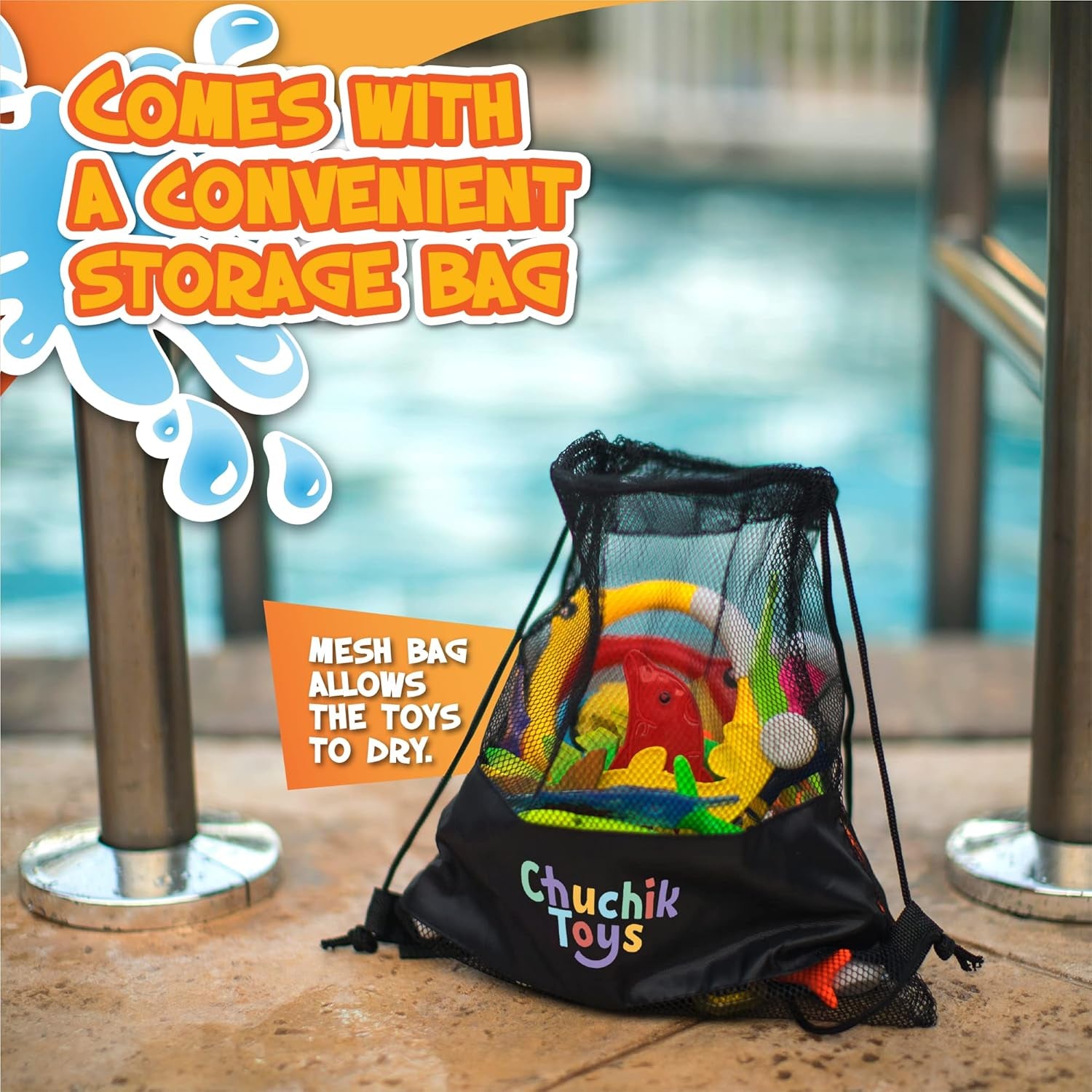 30 Pcs Diving Toys, Swimming Pool Toys for Kids Ages 4-8 8-12 with a Storage Net Bag. Pool Dive Toys for Kids. Pool Games, Swim Summer Water Toys. Include Diving Sticks & Pool Rings