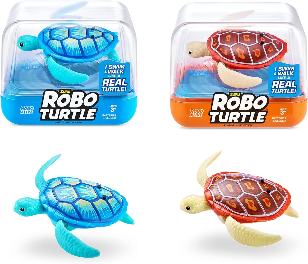 Robo Turtle Robotic Swimming Turtle (Orange + Blue) by  Water Activated, Comes with Batteries, Amazon Exclusive (2 Pack)