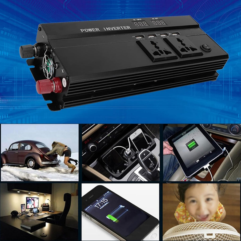 Vehicle Power Inverters, 4000W DC 12/24V to AC 220V LCD Display Car Modified Sine Wave Power Inverter Converter