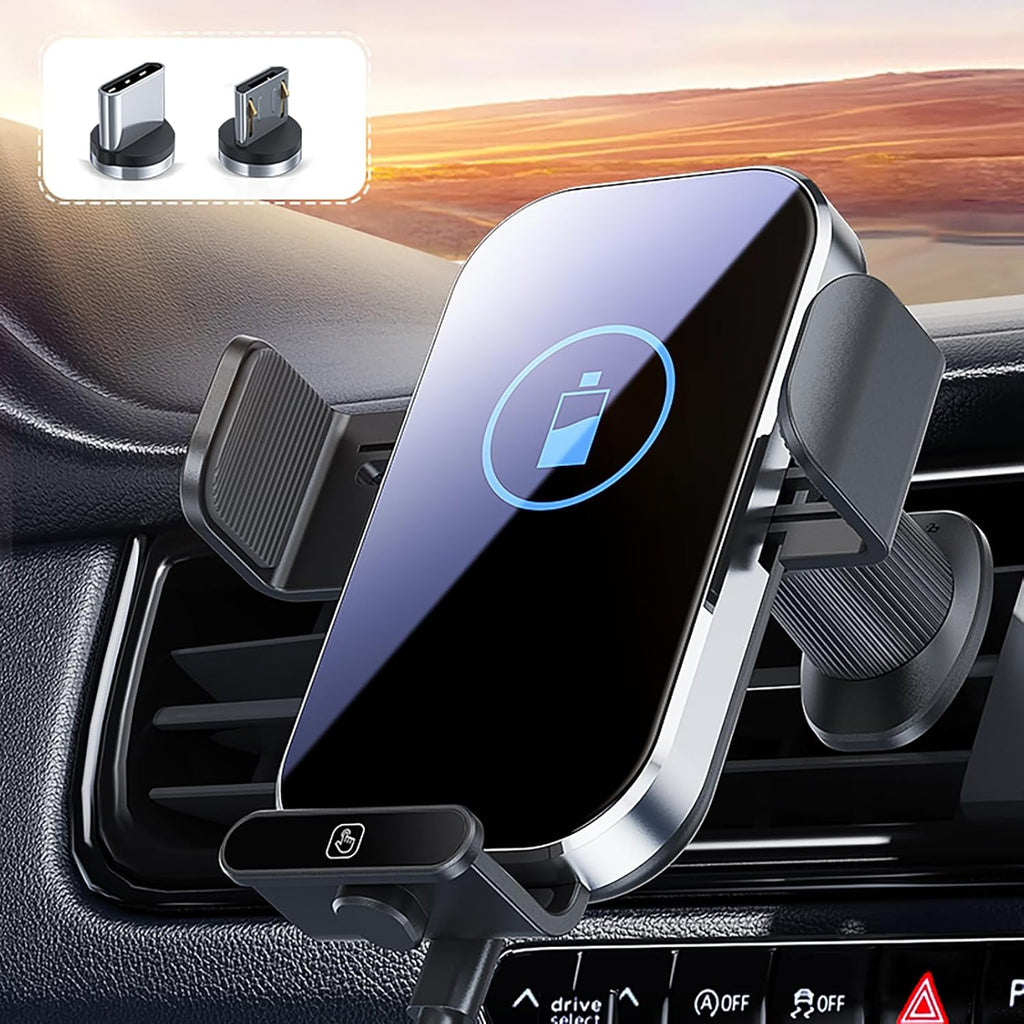 Wireless Car Charger for All Smartphones, Auto-Clamping 15W Qi Fast Charging Wireless Car Charger, Air Vent Car Phone Mount for Iphone16/15/14/13/12/11 Etc