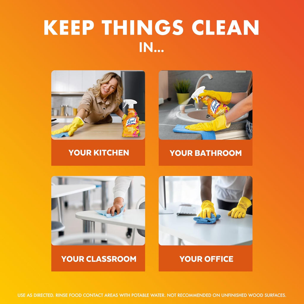 All Purpose Cleaner Spray, Multi-Purpose Disinfecting Spray, Kitchen & Bathroom Cleaner, Mango & Hibiscus Scent, 32 Fl Oz