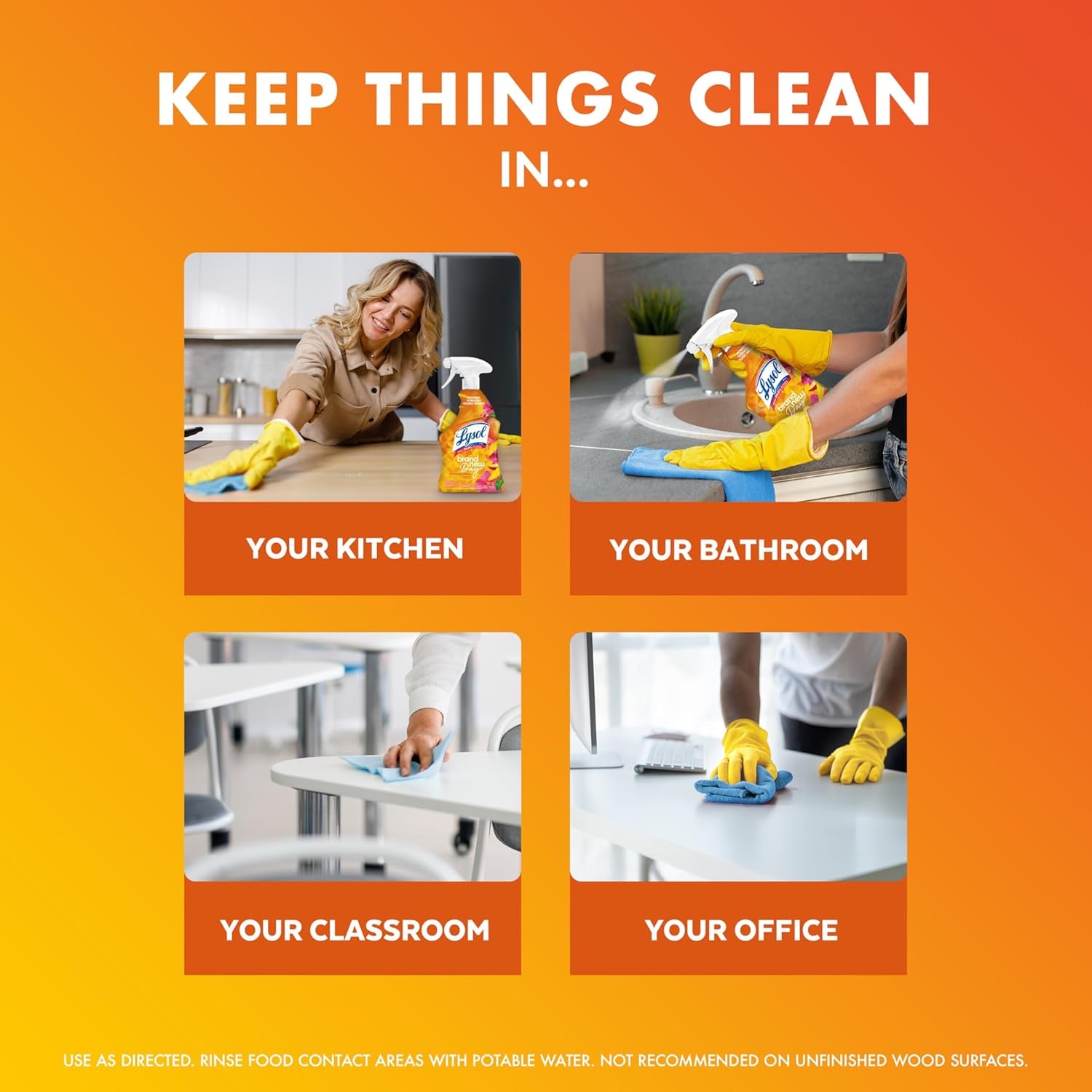 All Purpose Cleaner Spray, Multi-Purpose Disinfecting Spray, Kitchen & Bathroom Cleaner, Mango & Hibiscus Scent, 32 Fl Oz