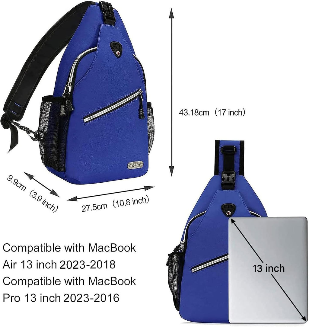 Rope Sling Backpack (Up to 13 Inch), Multipurpose Crossbody Chest One Shoulder Outdoor Travel Hiking Daypack, Royal Blue