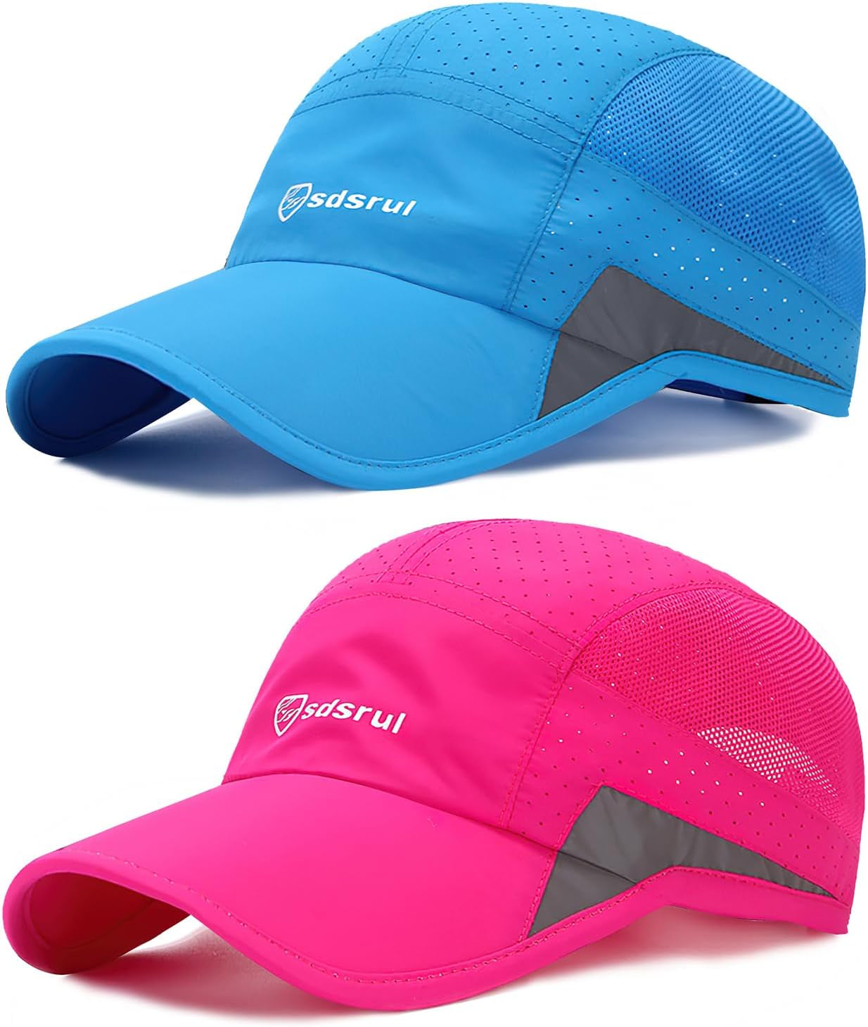 2 Packs Quick Dry Mens Baseball Cap,Sports Lightweight Running Caps Hat,Breathable Folding Mesh Adjustable Sun Hats, Summer UV Protection Outdoor Hats for Hiking Walking Climbing Fishing