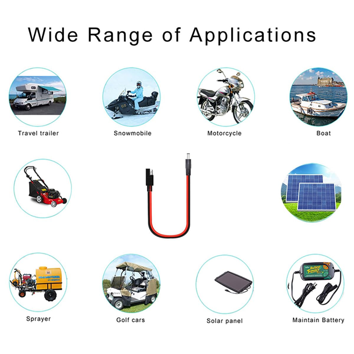 SAE Male to DC 5.5Mm X 2.1Mm Male Adapter Cable SAE Connector Cable 14AWG DC Charging Cable for Solar Panel Charger 60Cm