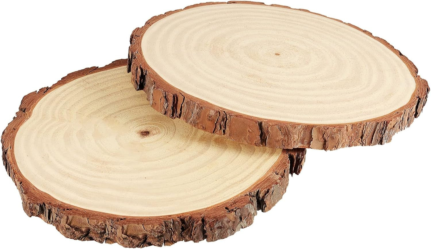6 Piece Natural Wood Slices, 23-25 Cm Unfinished Wooden Circles with Bark round Blank Wooden Slices Wood Discs for DIY Crafts, Christmas Ornaments and Wedding Decorations