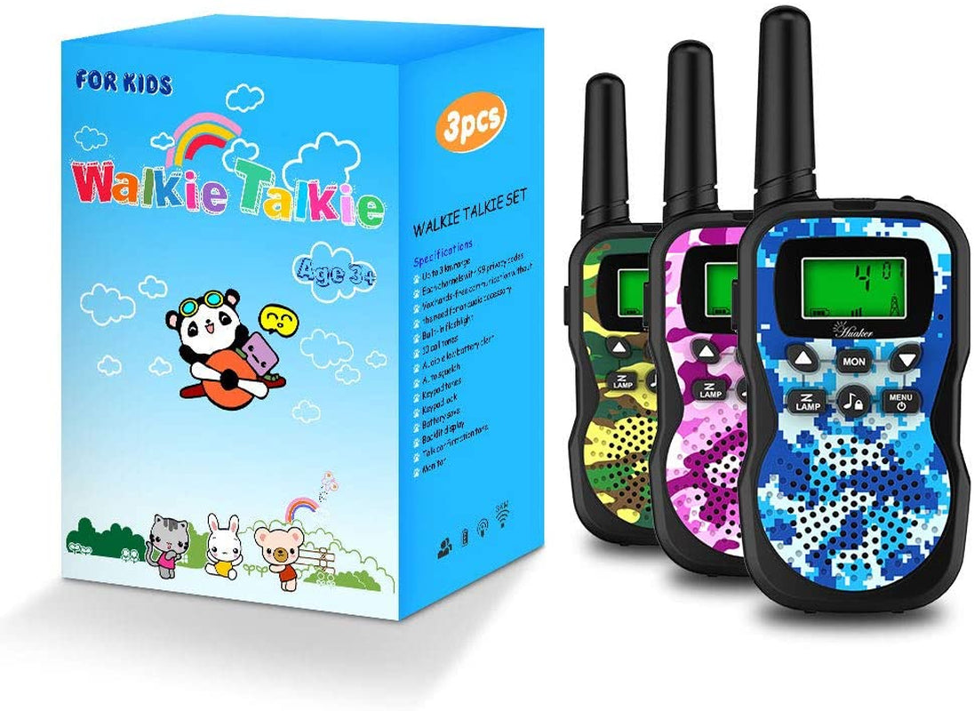 Kids Walkie Talkies,3 Pack 22 Channels 2 Way Radio Toy with Flashlight and LCD Screen,3 Miles Range Walkie Talkies for Kids outside Adventures, Camping, Hiking
