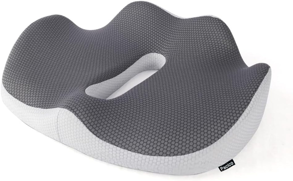 Memory Foam Seat Cushion for Office Chair, Home Chair, Car Seat, Airplane, Wheelchair, Pain Relief for Long Sitting, Non-Slip Bottom, Removable Cover
