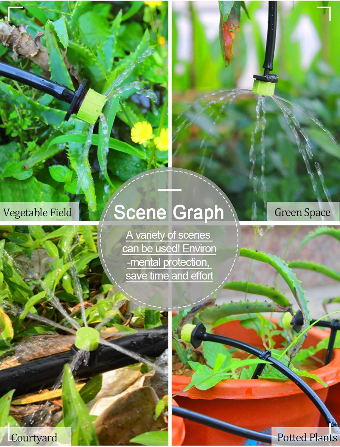 400Pcs Adjustable Irrigation Drippers Sprinklers, 1/4 Inch Automatic Irrigation Emitters Micro Spray Compatible with Watering System, Garden Supplies Greenhouse Accessories
