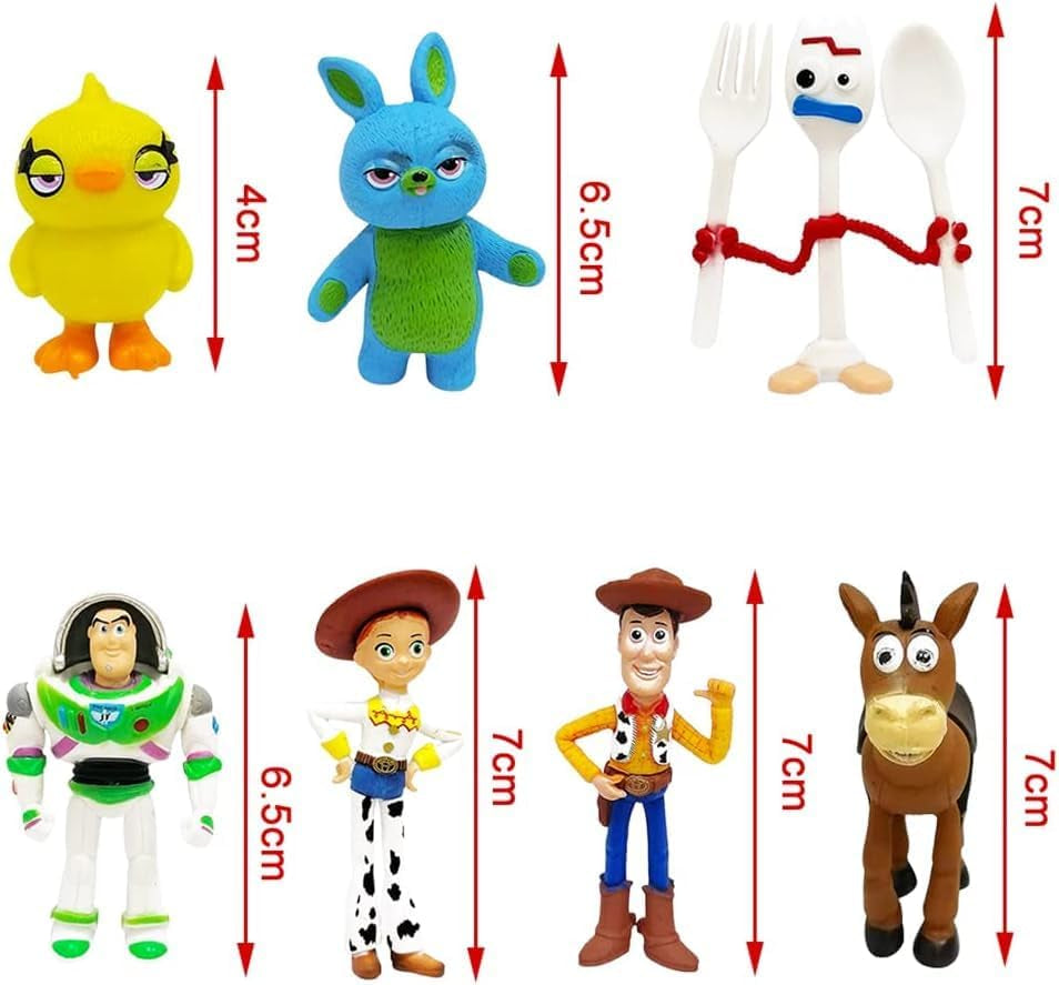 7Pcs Toy Action Story Figures with Woody, Buzz and Rex, 1.5-2 Inch Tall Cute Action Figures for Kids Birthday Gifts…
