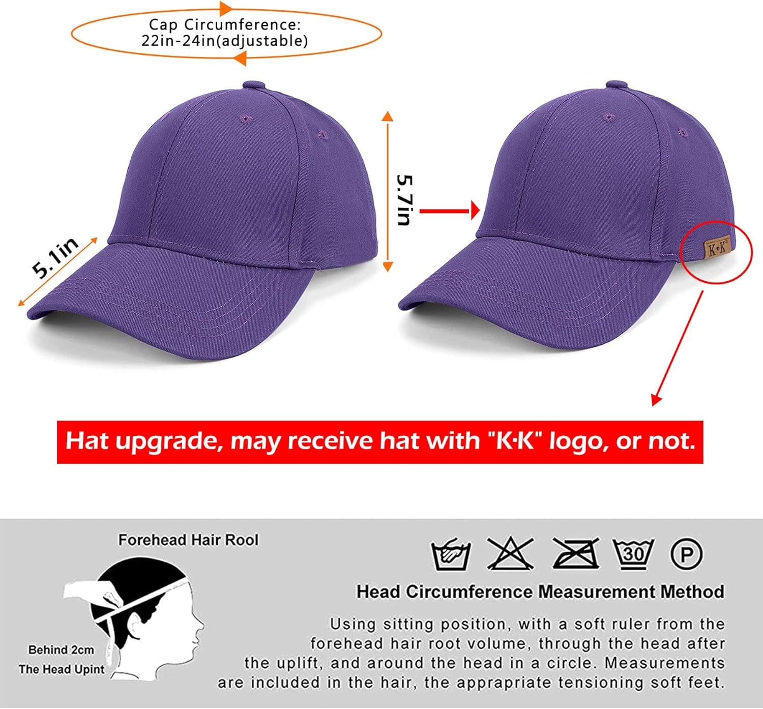 Ponytail Baseball Caps for Women - High Pony Caps, Cotton Plain Color Adjustable Classic Sports Casual Ponytail Baseball High Bun Ponycaps for Womens