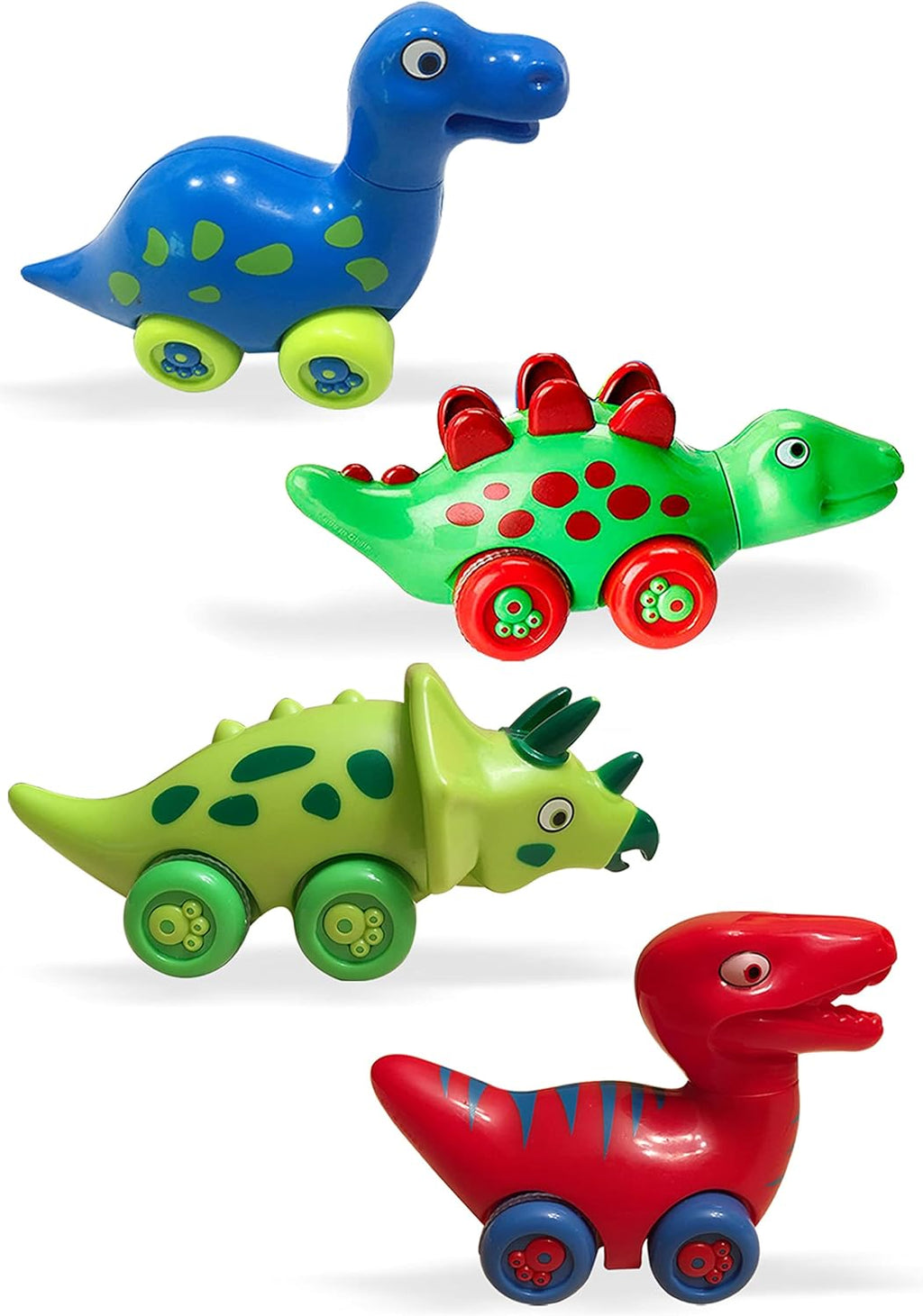 Dinosaur Car Toys for Toddlers | Dinosaurs with Wheels 4-In-1 Pack, Fun Party Toy, Play Set for Kids | Birthday Gift for Boys and Girls