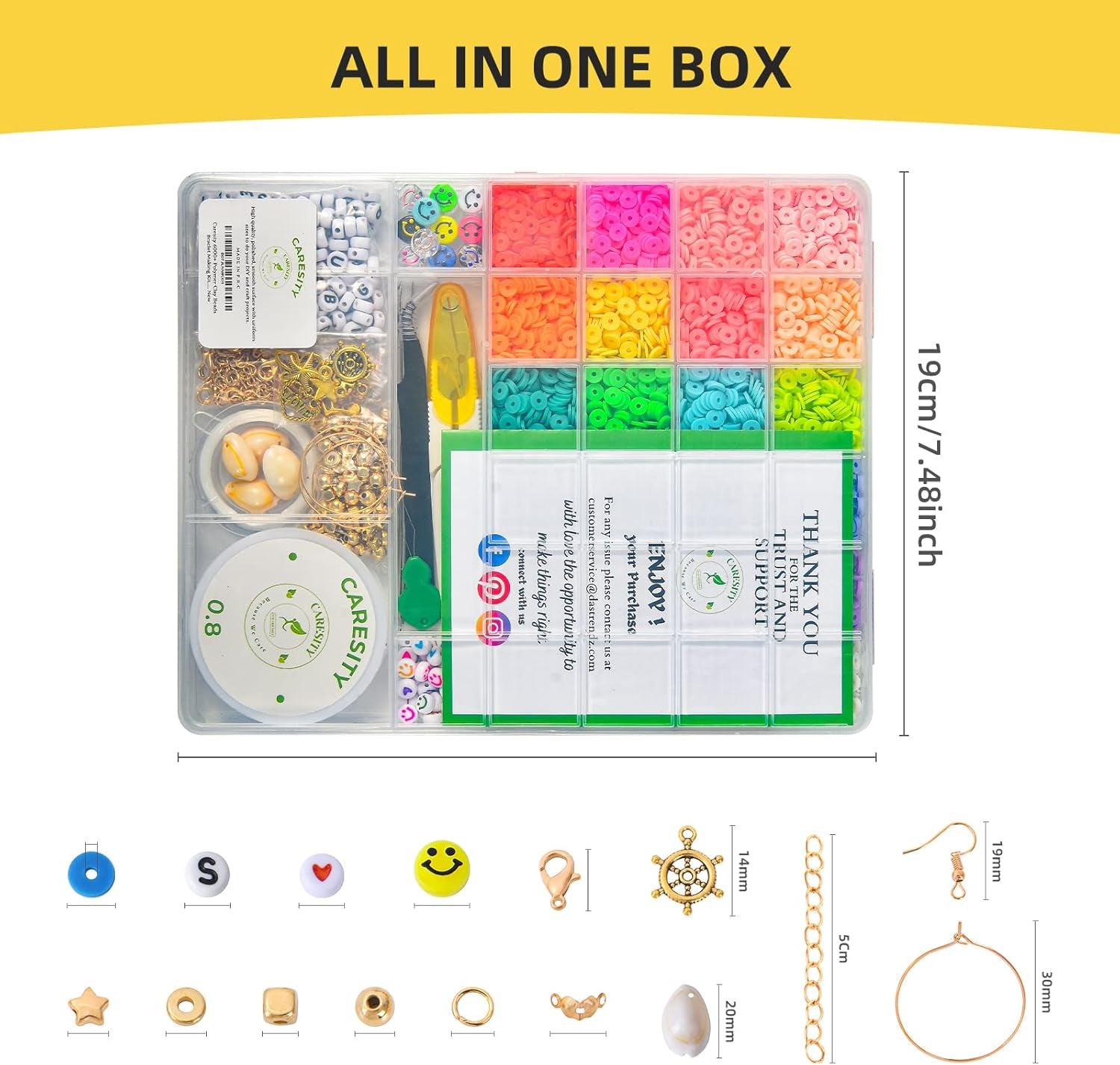 7000+ Pcs Clay Beads - Bracelet Making Kit Flat round Beads for Jewelry Bracelets Necklace Making Kit for Kids Teen Fun DIY Craft Kit Birthday Gift