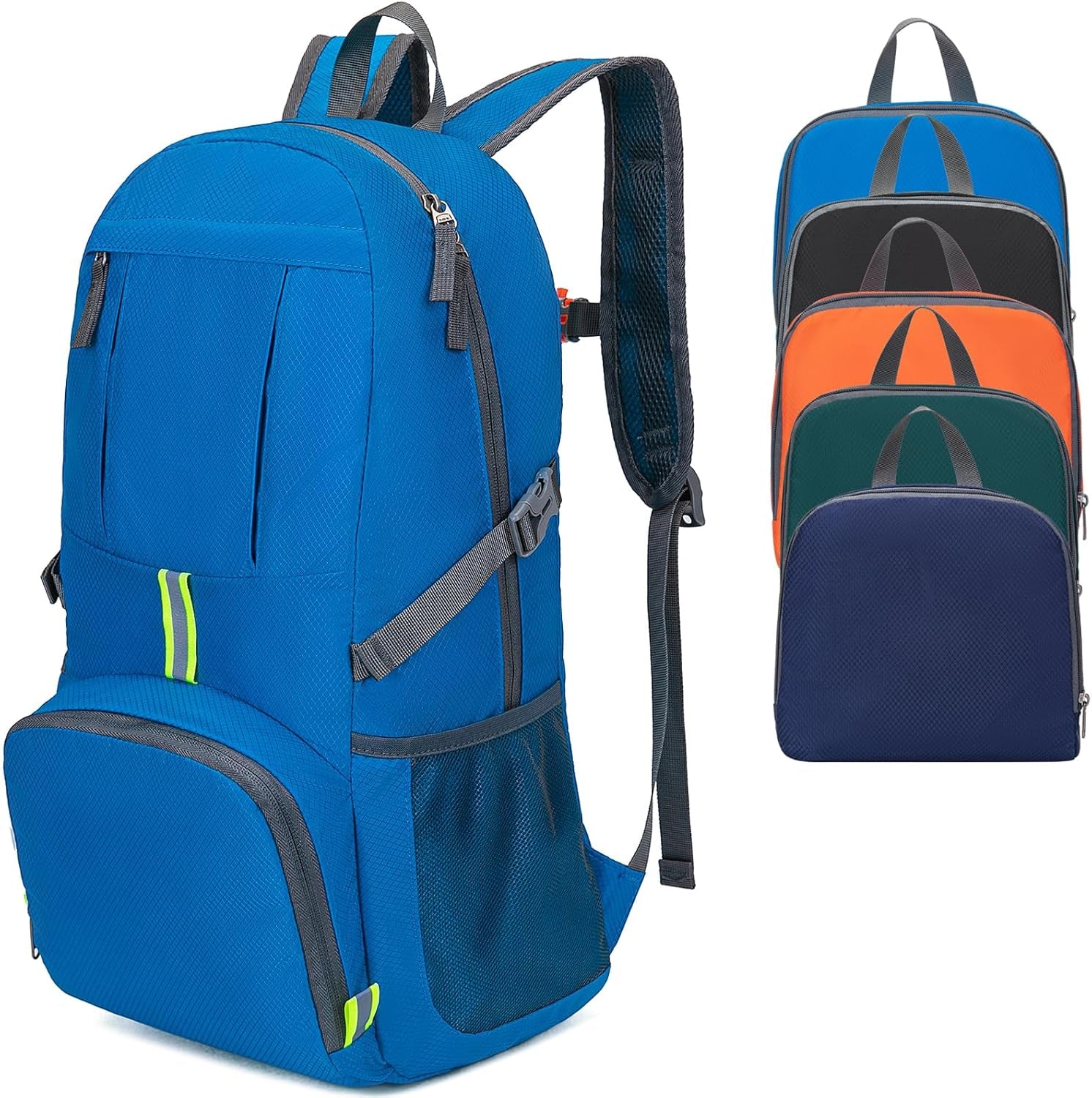 Hiking Backpack, 35L Camping Travel Backpack Packable Outdoor Sports Camping, Water Resistant Lightweight Travel Daypack for Men Women, Sky Blue